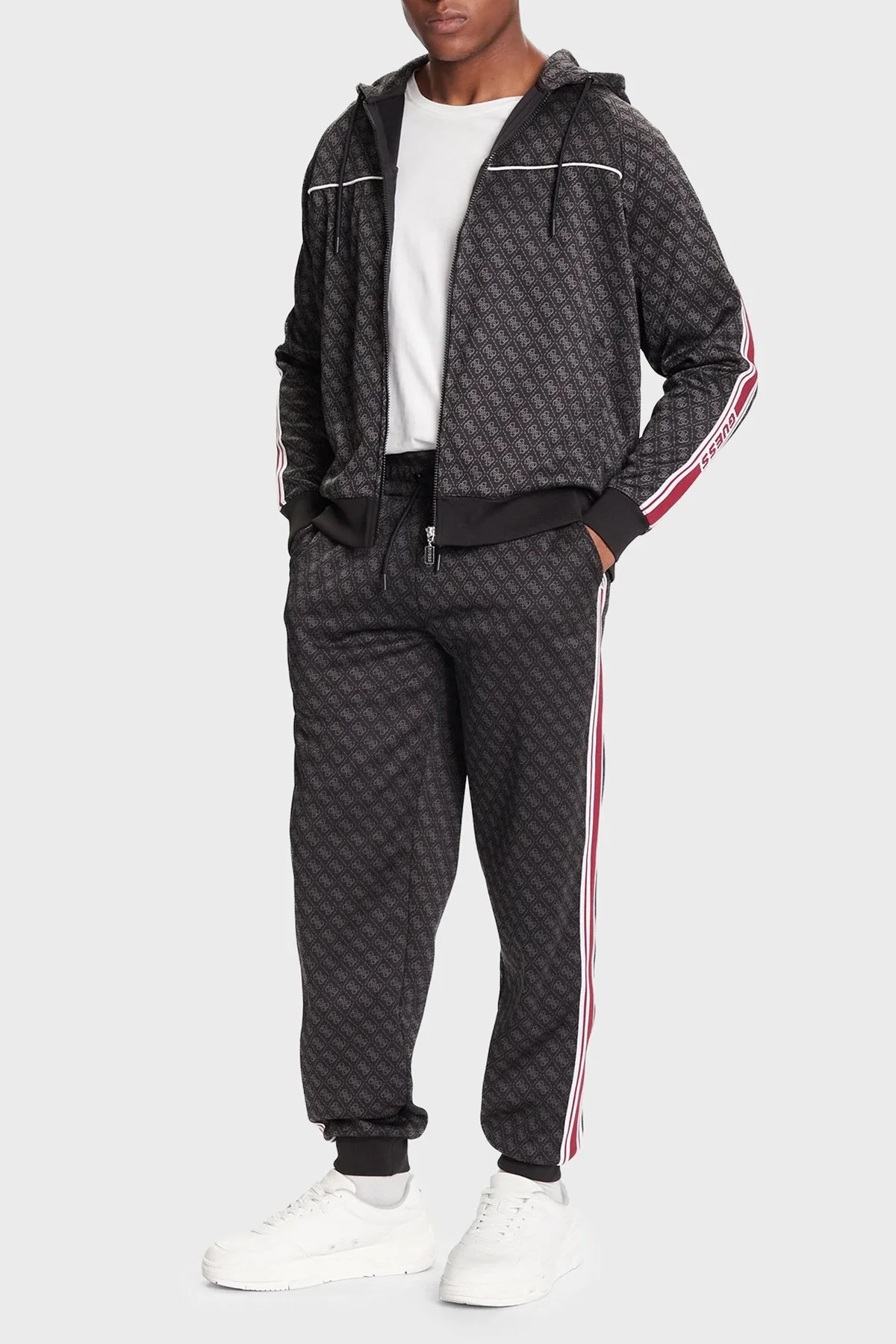 Guess Parimo 4G Logolu Relaxed Fit Kapüşonlu Fermuarlı Z5BQ13K2042 Erkek Sweat Z5BQ13 K2042 FJ9N SİYAH - 2