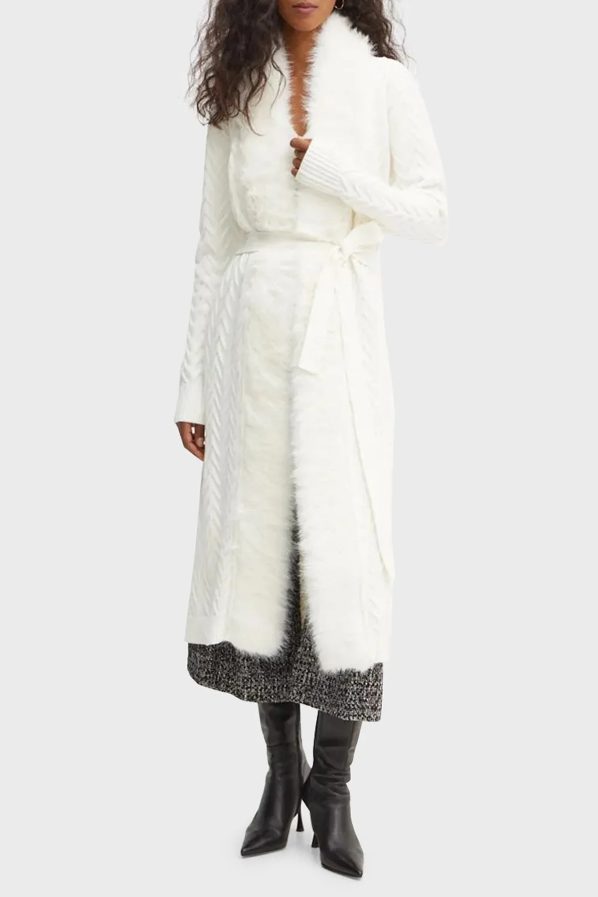 Marciano by Guess Paula Yumuşak Tüylü Regular Fit Şal Yaka Uzun 4BGR475618Z Bayan Hırka 4BGR47 5618Z G1CR BEYAZ - 6