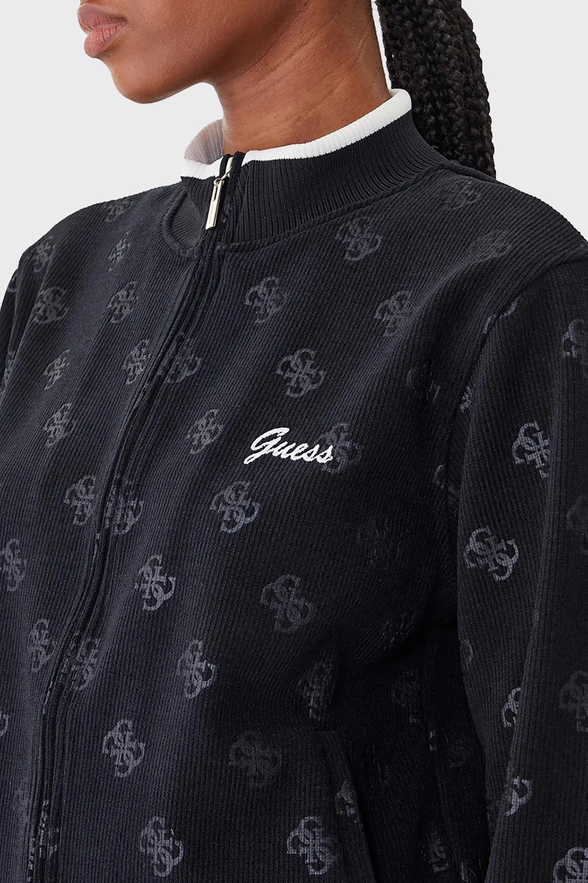 Guess Paulina 4G Logolu Regular Fit Dik Yaka V5BQ01K1902 Bayan Sweat V5BQ01 K1902 JBLK SİYAH - 3