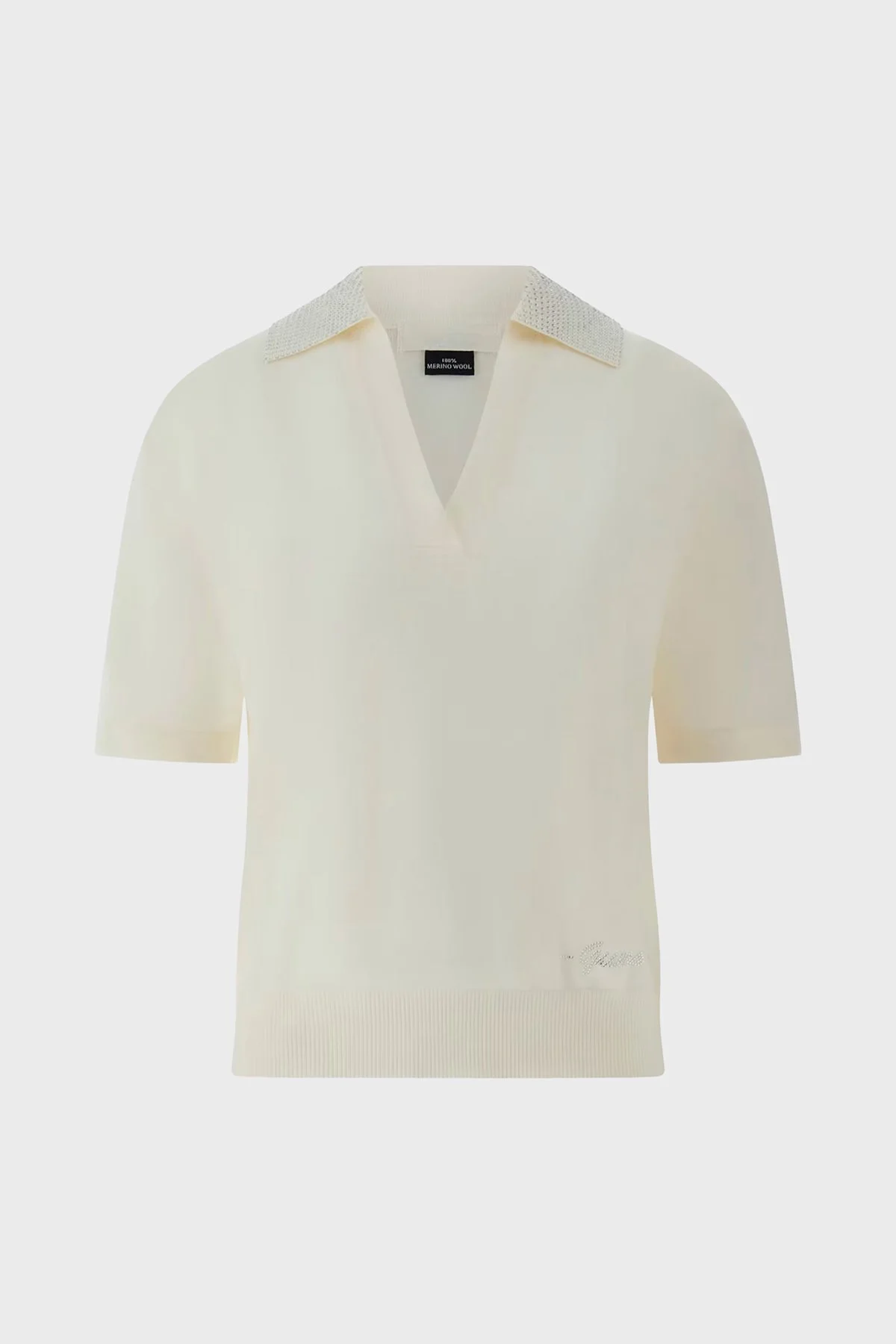 Guess Polo % 100 Yün Regular Fit Taş Detaylı W6GR03Z0583 Bayan Polo Yaka Kazak W6GR03 Z0583 G012 KREM - 5