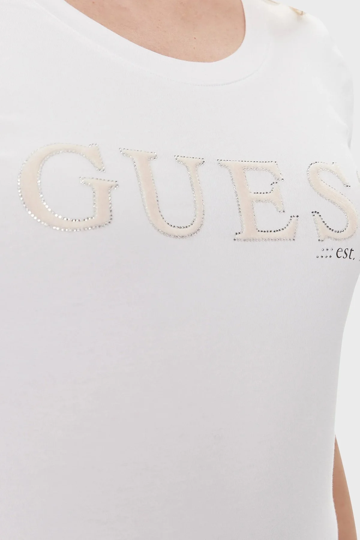 Guess Pony Pamuklu Slim Fit Bisiklet Yaka W4RI45 J1314 Bayan T Shirt W4RI45J1314 G011 BEYAZ - 5