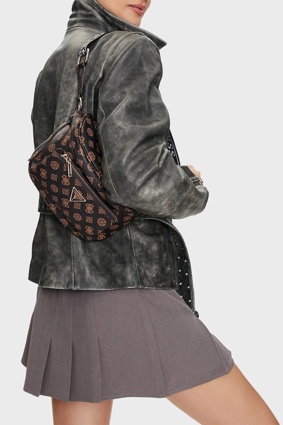 Guess Power Logolu Fermuarlı Ayarlanabilir Askılı HWPG9006800 Bayan Çanta HWPG90 06800 MLO KAHVE - 2