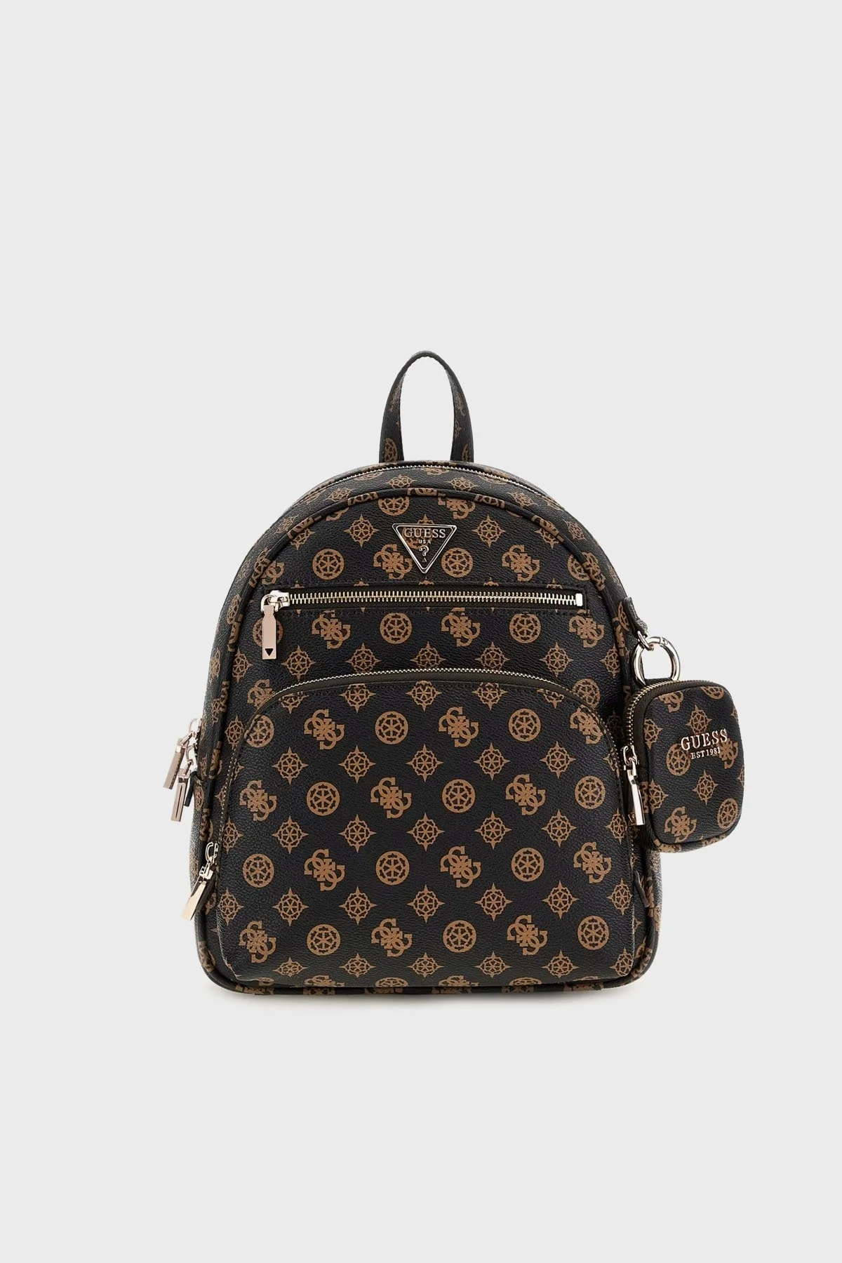 Guess Power Logolu Mini Cüzdanlı Ayarlanabilir Çift Omuz Askılı HWPG9006320 Bayan Sırt Çantası HWPG90 06320 MLO KAHVE - 5