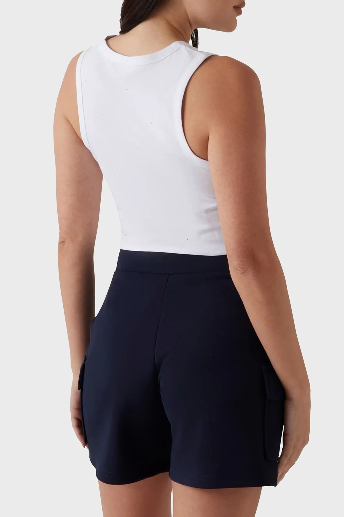 Guess Primula Pamuklu Taşlı Boxy Fit Bağlama Detaylı Crop T Shirt V5GI01I3Z14 Bayan Top V5GI01 I3Z14 G011 BEYAZ - 8