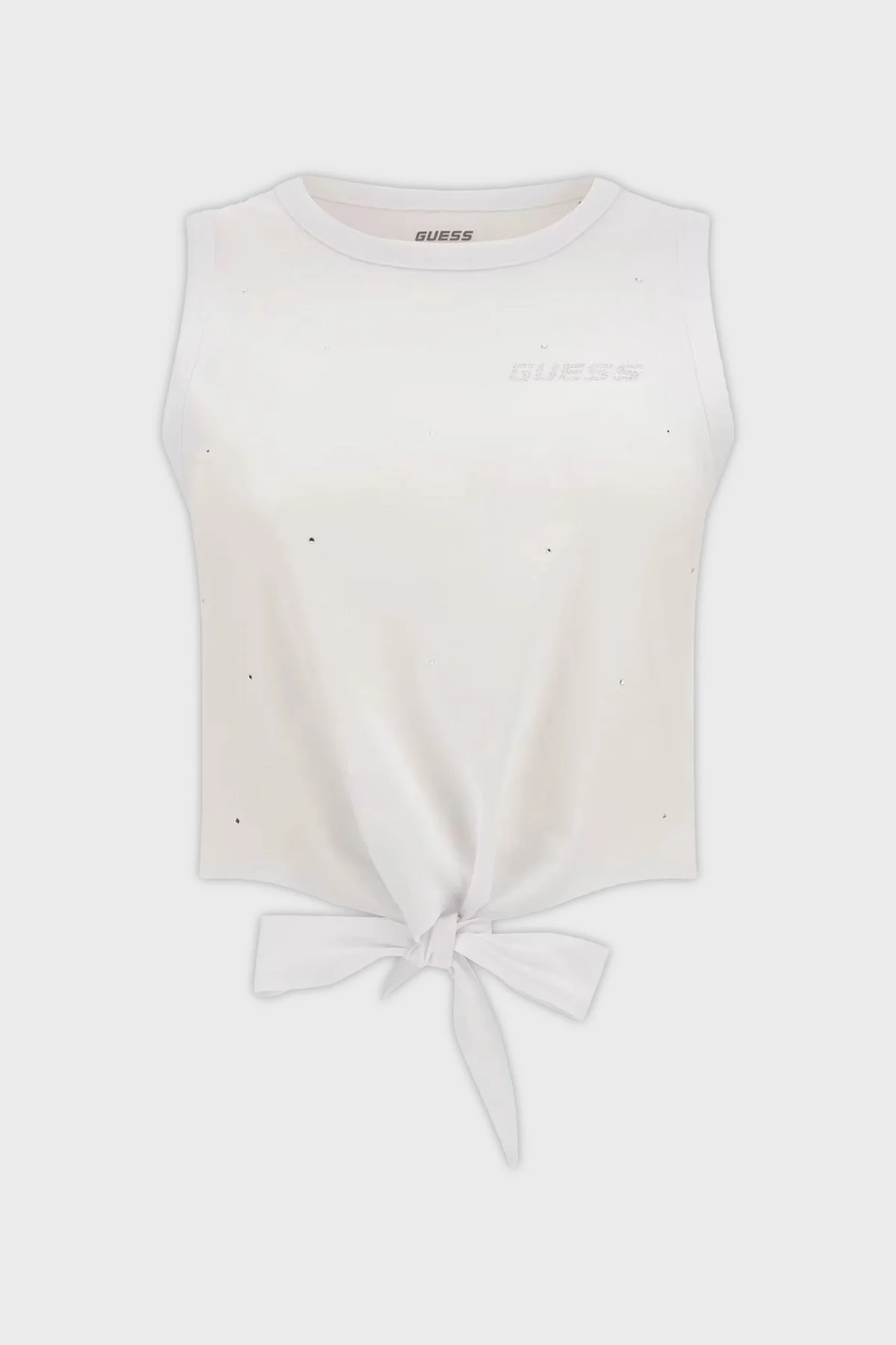 Guess Primula Pamuklu Taşlı Boxy Fit Bağlama Detaylı Crop T Shirt V5GI01I3Z14 Bayan Top V5GI01 I3Z14 G011 BEYAZ - 10