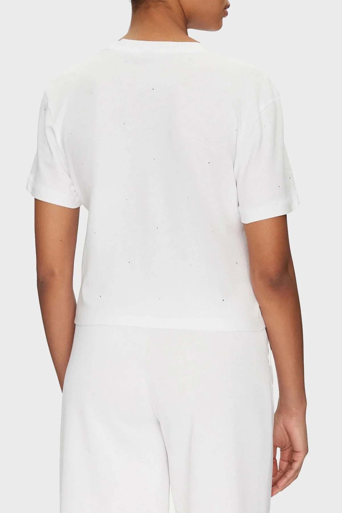 Guess Primula Taşlı Logolu Pamuklu Boxy Fit Bisiklet Yaka V5GI00I3Z14 Bayan T Shirt V5GI00 I3Z14 G011 BEYAZ - 8