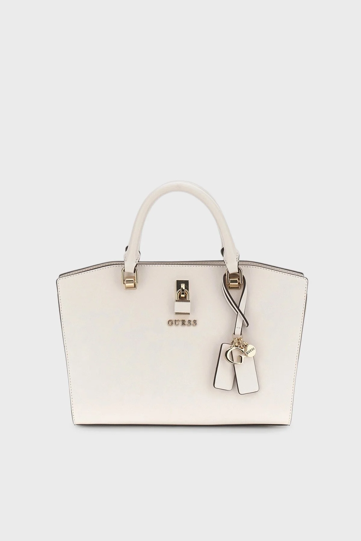 Guess Queensland Logolu Çıkarılabilir Askılı HWVG9655060 Bayan Çanta HWVG96 55060 OWT KREM - 1