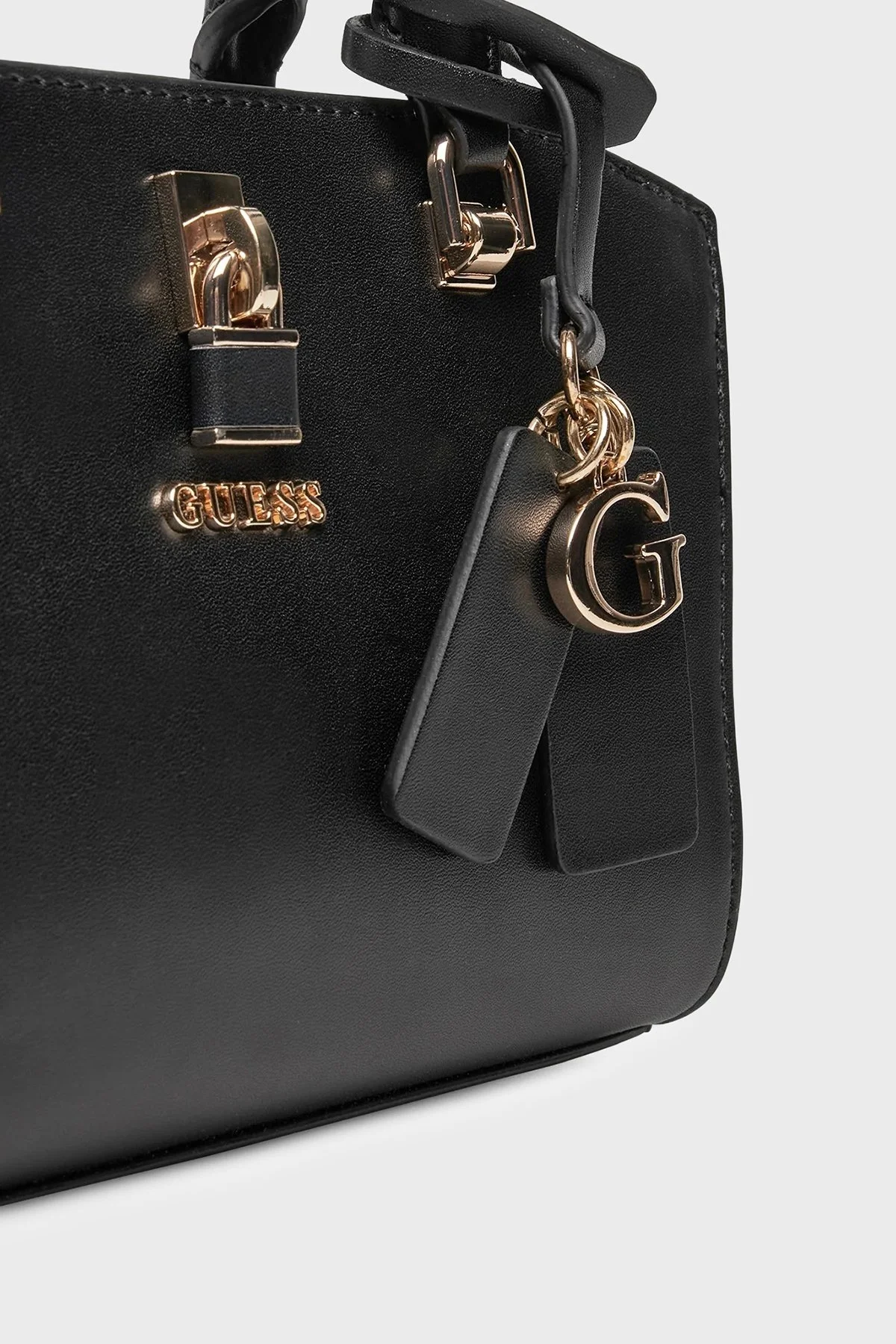 Guess Queensland Logolu Çıkarılabilir Askılı Mini HWVG9655760 Bayan Çanta HWVG96 55760 BLA SİYAH - 6