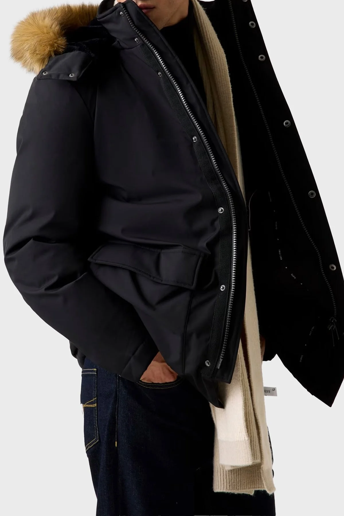 Guess Real Regular Fit Çıkarılabilir Kapüşonlu Su İtici M5BL2GW2712 Erkek Parka M5BL2G W2712 JBLK SİYAH - 5