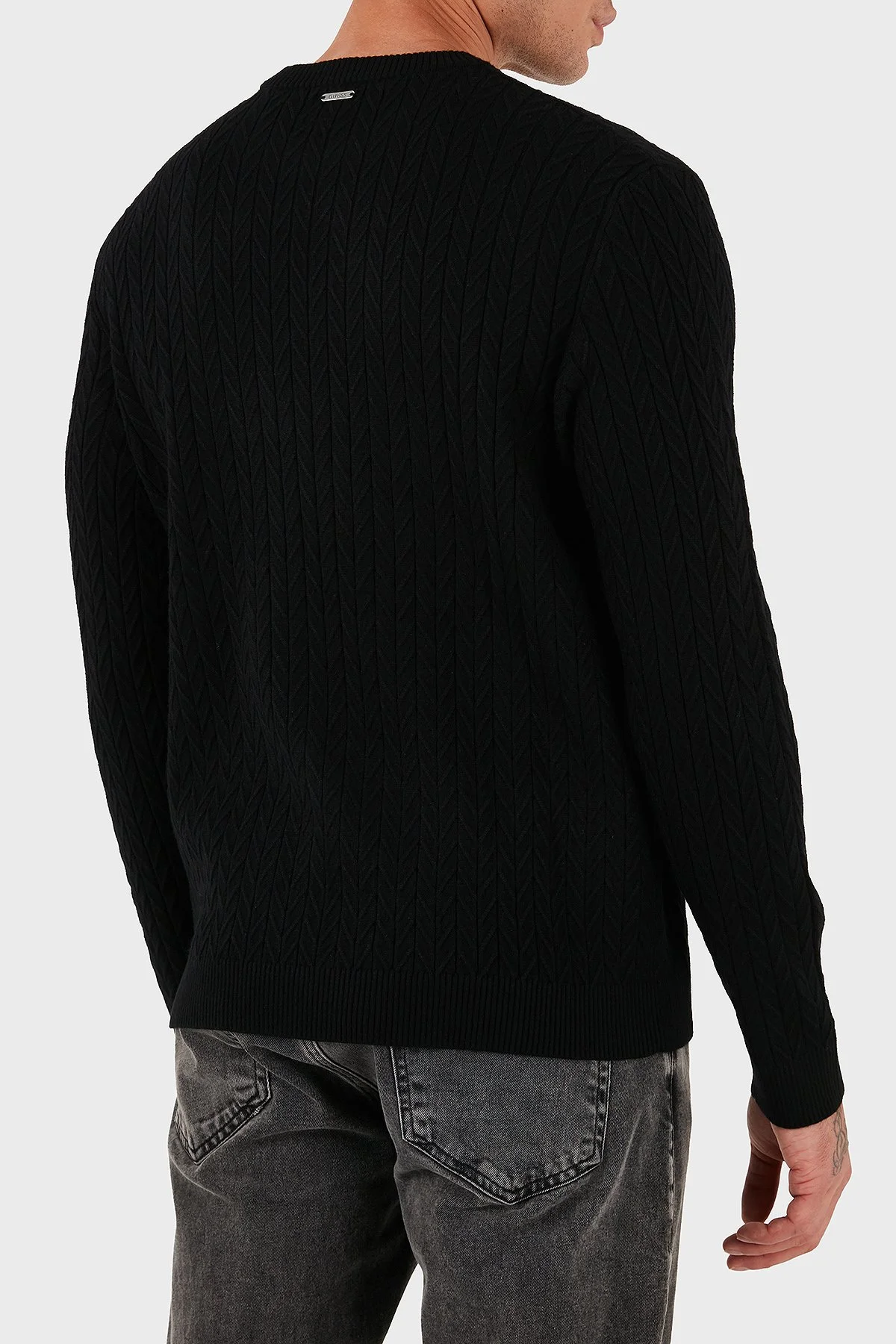 Guess Regular Fit Bisiklet Yaka Örme Desenli M5BR41Z2ZK2 Erkek Kazak M5BR41 Z2ZK2 JBLK SİYAH - 2