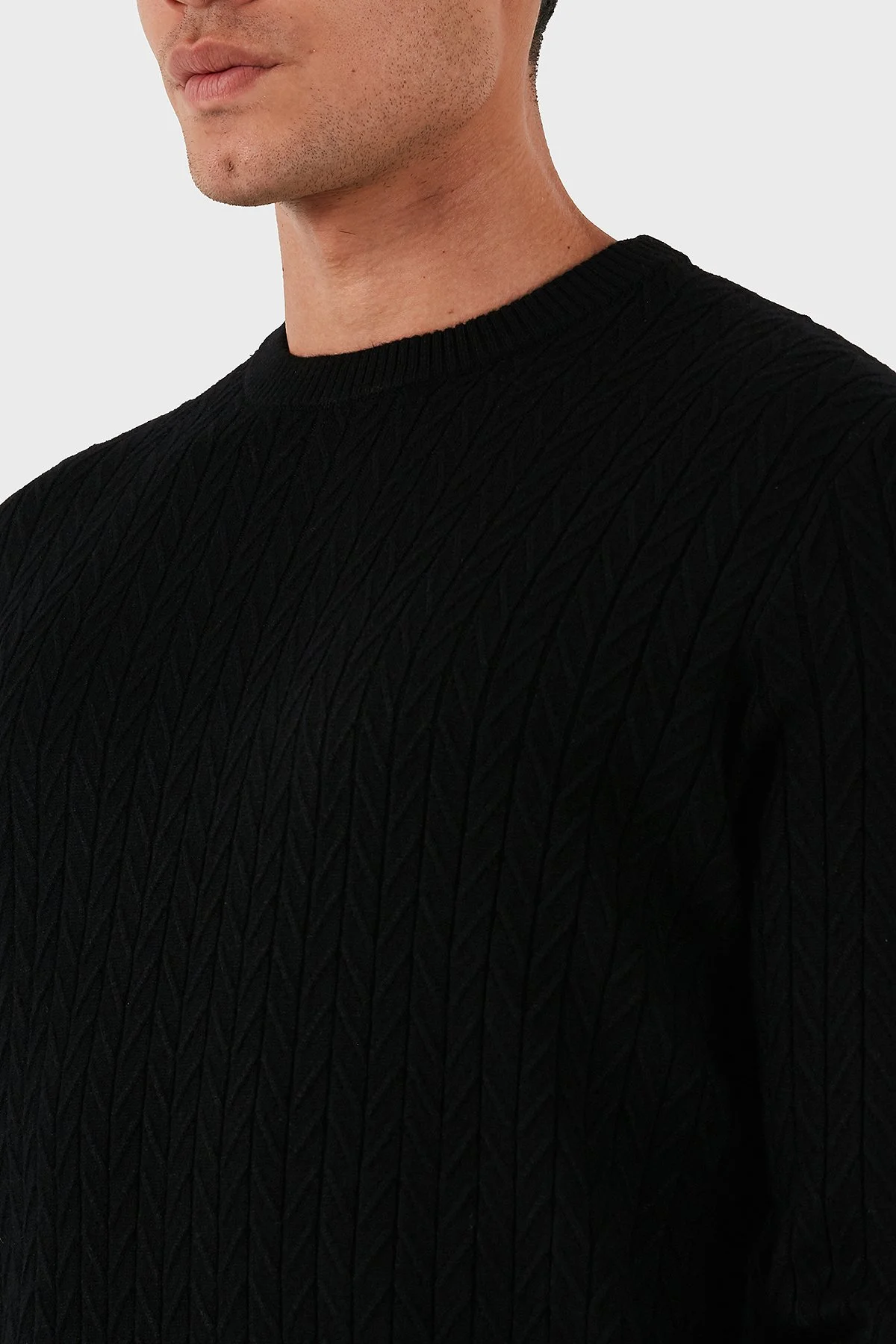 Guess Regular Fit Bisiklet Yaka Örme Desenli M5BR41Z2ZK2 Erkek Kazak M5BR41 Z2ZK2 JBLK SİYAH - 6