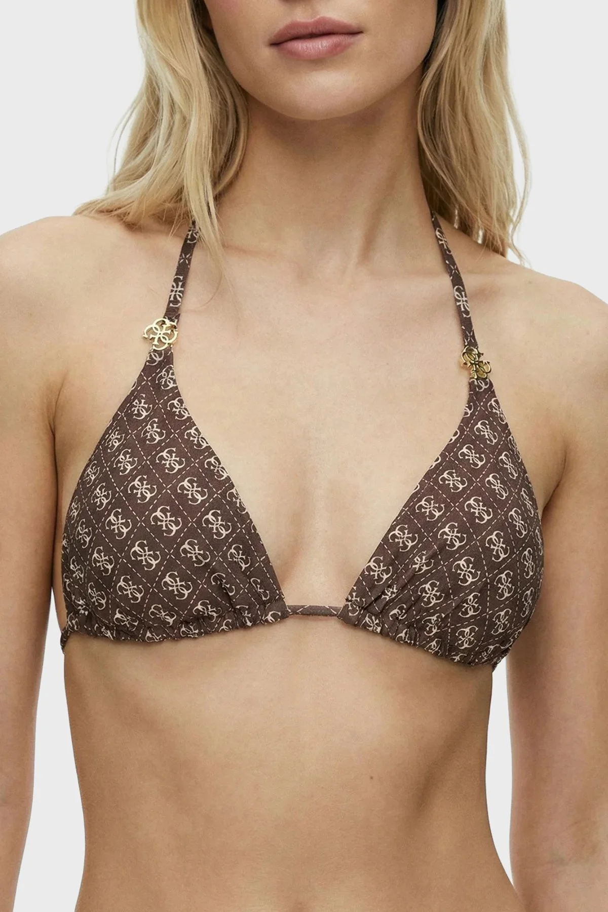 Guess Rem 4G Logolu Üçgen E6GJ48KCBJ0 Bayan Bikini Üstü E6GJ48 KCBJ0 PMLZ KAHVE - 1
