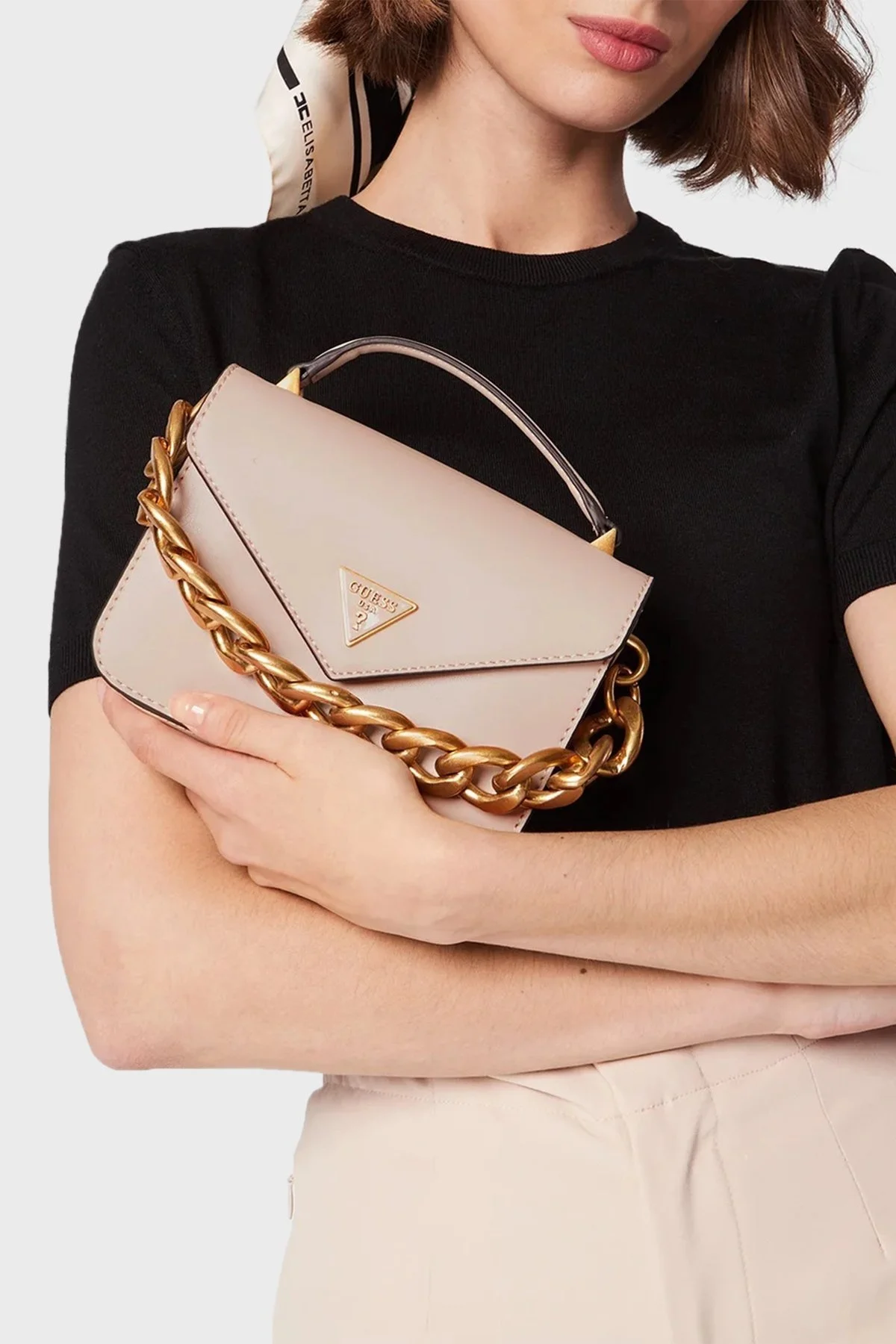 Guess Retour Logolu Çıkarılabilir Omuz Askılı Bayan Çanta HWVB8664780 LGR KREM - 2