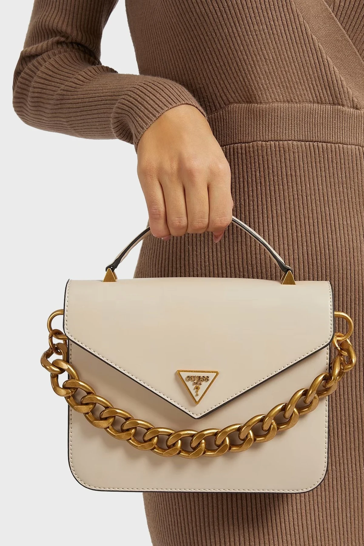 Guess Retour Zincir Detaylı Çıkarılabilir Askılı Bayan Çanta HWVB8664200 LGR BEJ - 3