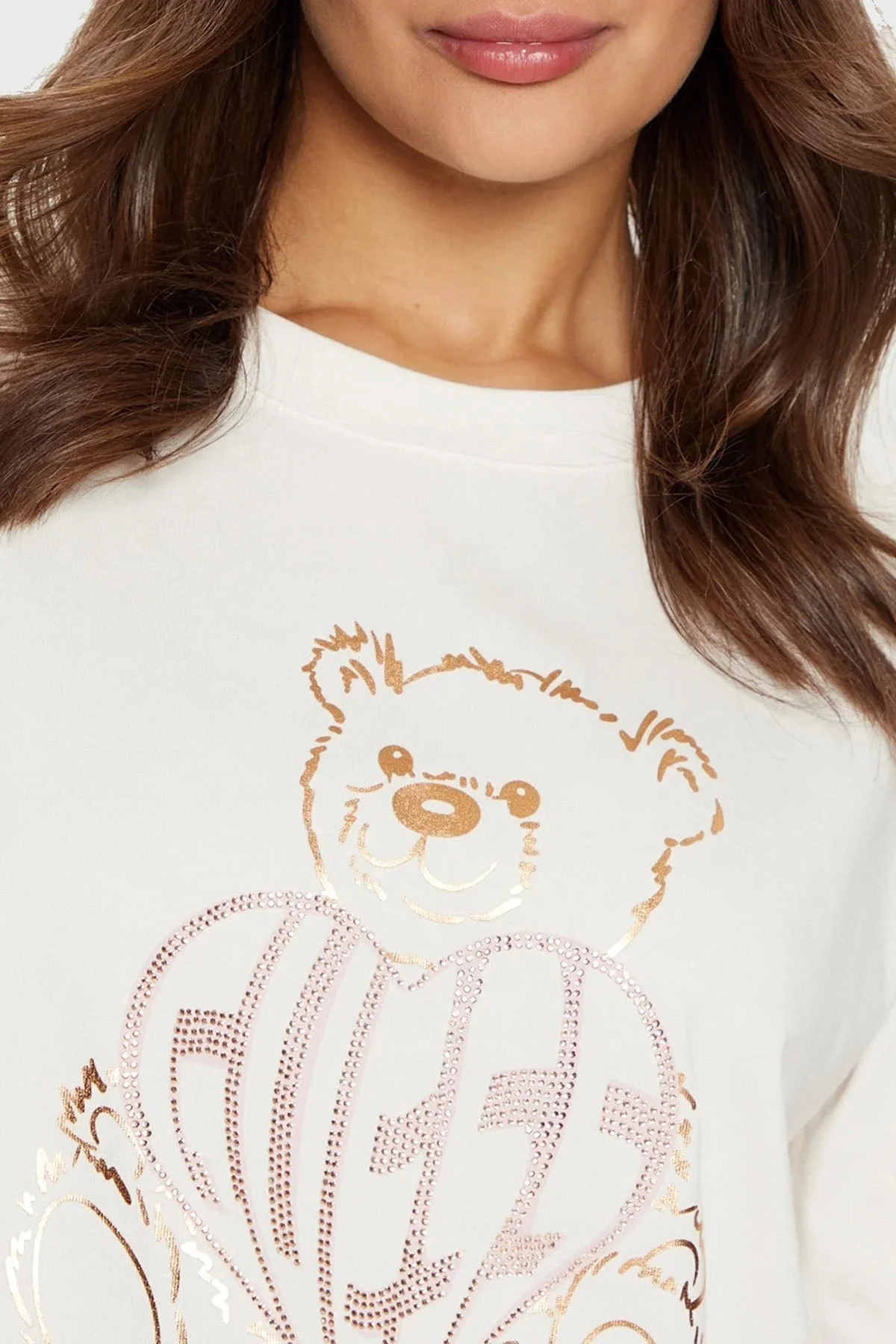 Guess Rhinestones % 100 Pamuk Regular Fit Taşlı Logolu V5RI09I3Z14 Bayan T Shirt V5RI09 I3Z14 G6K5 EKRU - 9