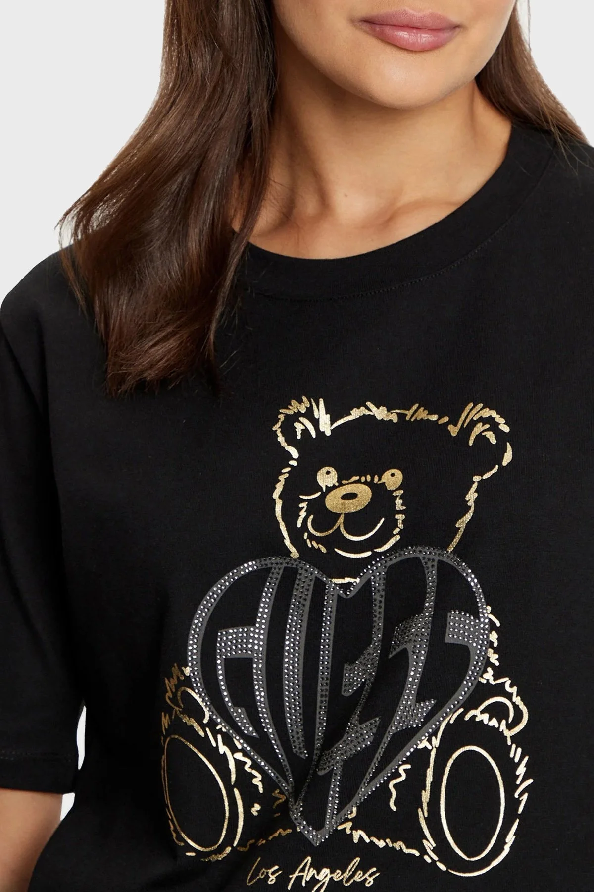 Guess Rhinestones % 100 Pamuk Regular Fit Taşlı Logolu V5RI09I3Z14 Bayan T Shirt V5RI09 I3Z14 JBLK SİYAH - 9