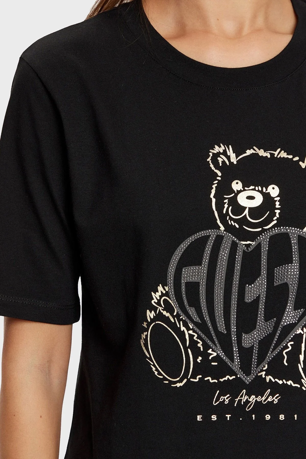 Guess Rhinestones % 100 Pamuk Regular Fit Taşlı Logolu V5RI09I3Z14 Bayan T Shirt V5RI09 I3Z14 JBLK SİYAH - 10