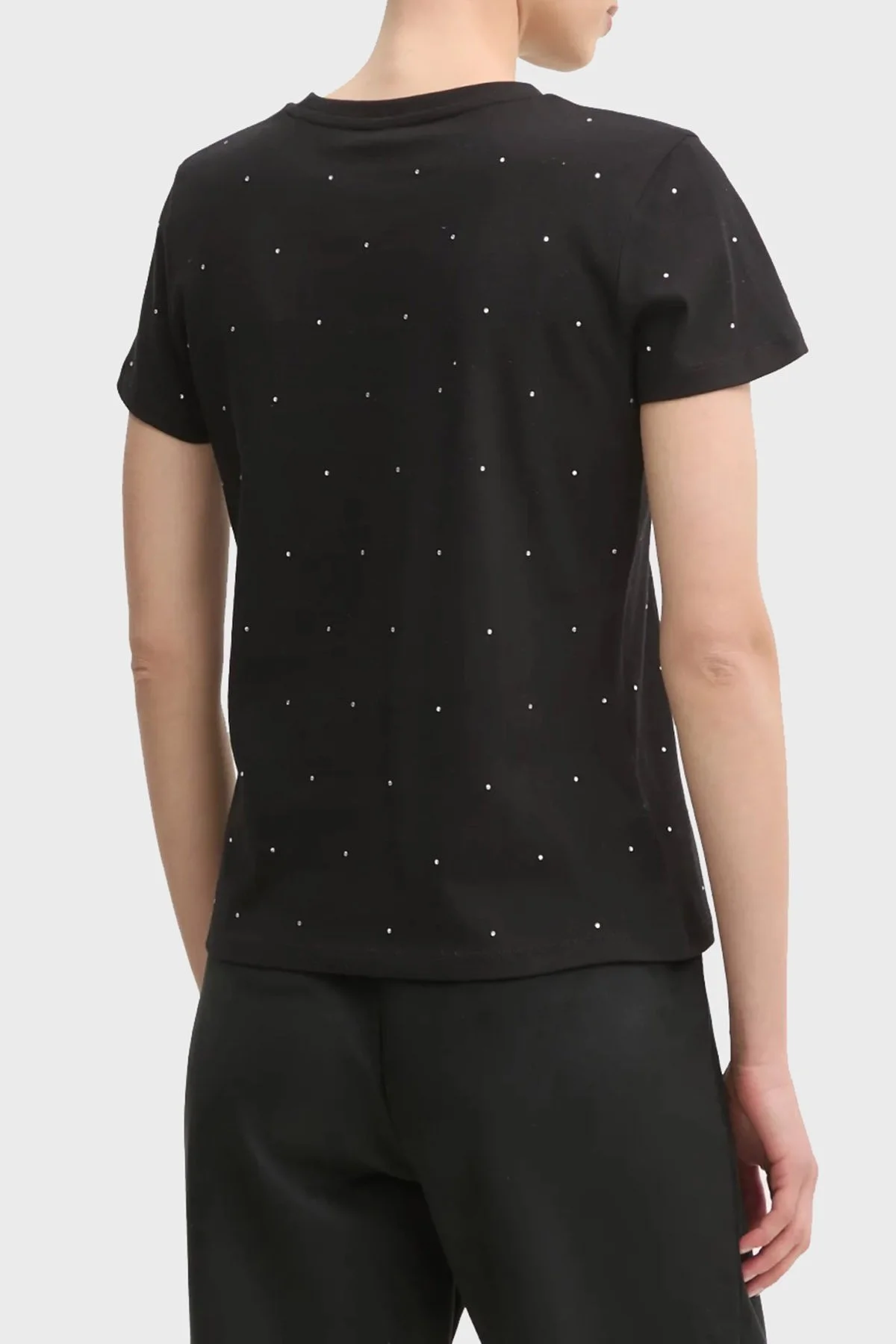 Guess Rhinestones Pamuk Karışımlı Regular Fit Tamamı Taşlı V5RI18I3Z14 Bayan T Shirt V5RI18 I3Z14 JBLK SİYAH - 3