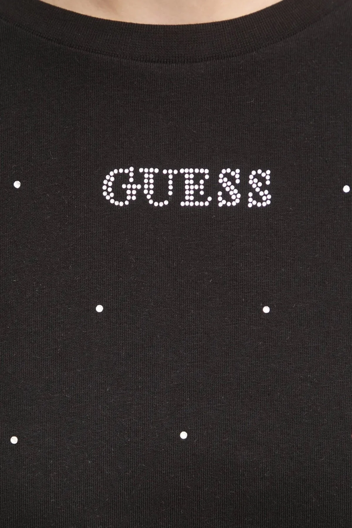 Guess Rhinestones Pamuk Karışımlı Regular Fit Tamamı Taşlı V5RI18I3Z14 Bayan T Shirt V5RI18 I3Z14 JBLK SİYAH - 5