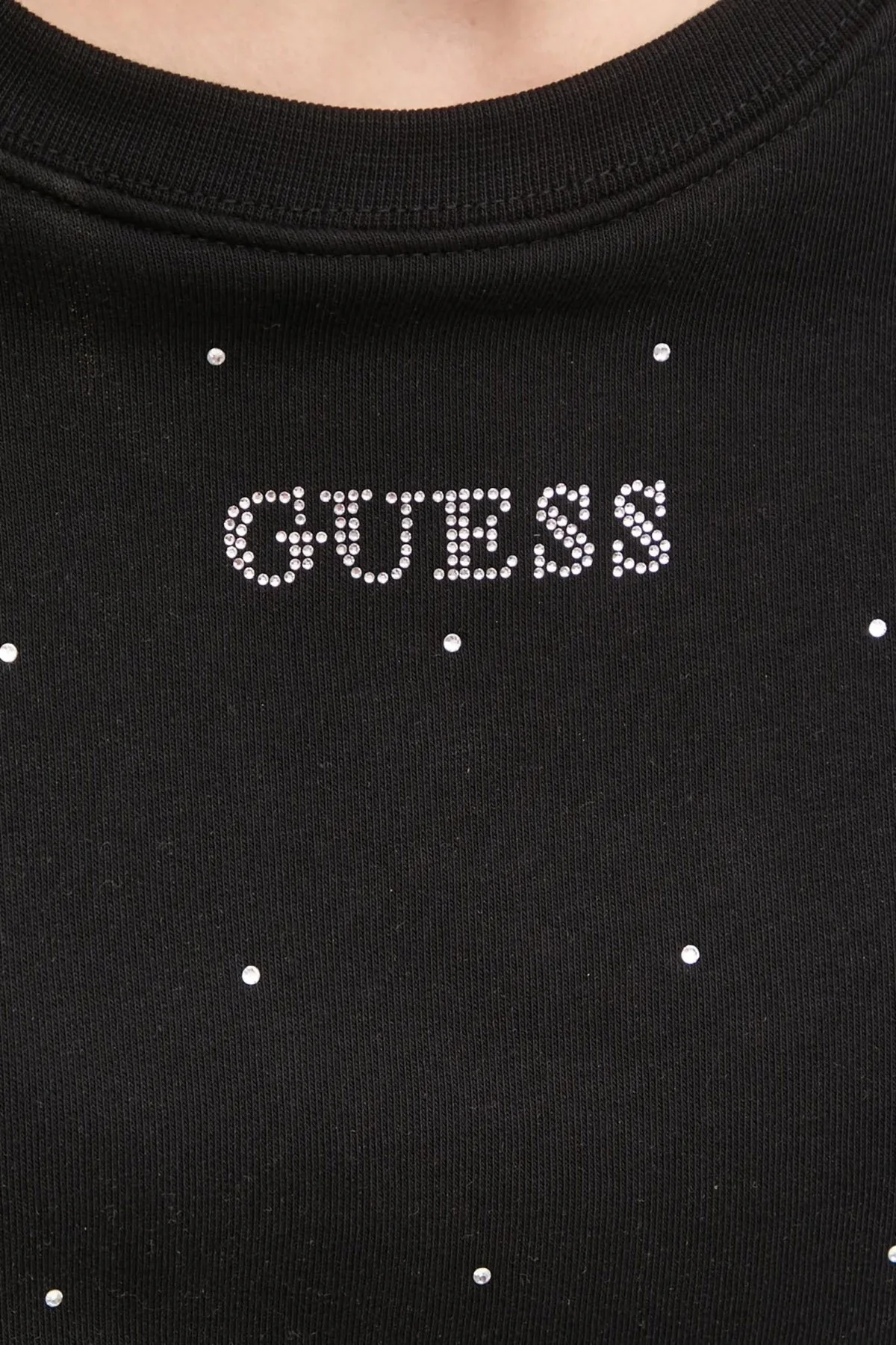 Guess Rhinestones Pamuk Karışımlı Relaxed Fit Tamamı Taşlı V5RQ08KCLJ0 Bayan Sweat V5RQ08 KCLJ0 JBLK SİYAH - 10