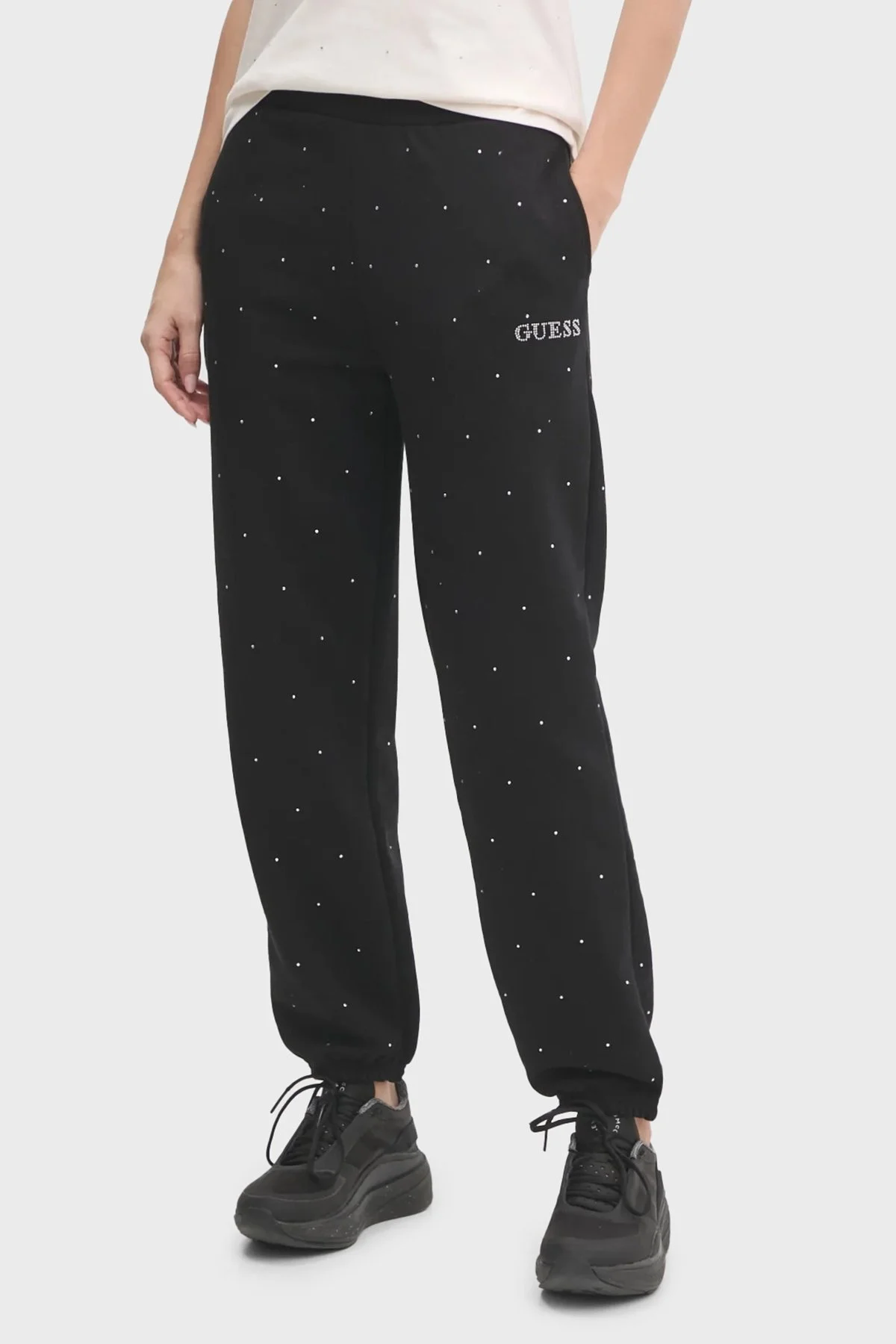 Guess Rhinestones Relaxed Fit Tamamı Taşlı Jogger V5RB08KCLJ0 Bayan Pantolon V5RB08 KCLJ0 JBLK SİYAH - 5