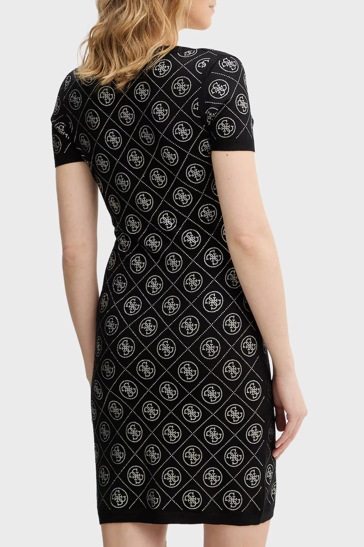 Guess Rhinestones Yün Karışımlı Taşlı Fitted Fit Mini Boy W6RK92Z3JD2 Bayan Elbise W6RK92 Z3JD2 JBLK SİYAH - 3