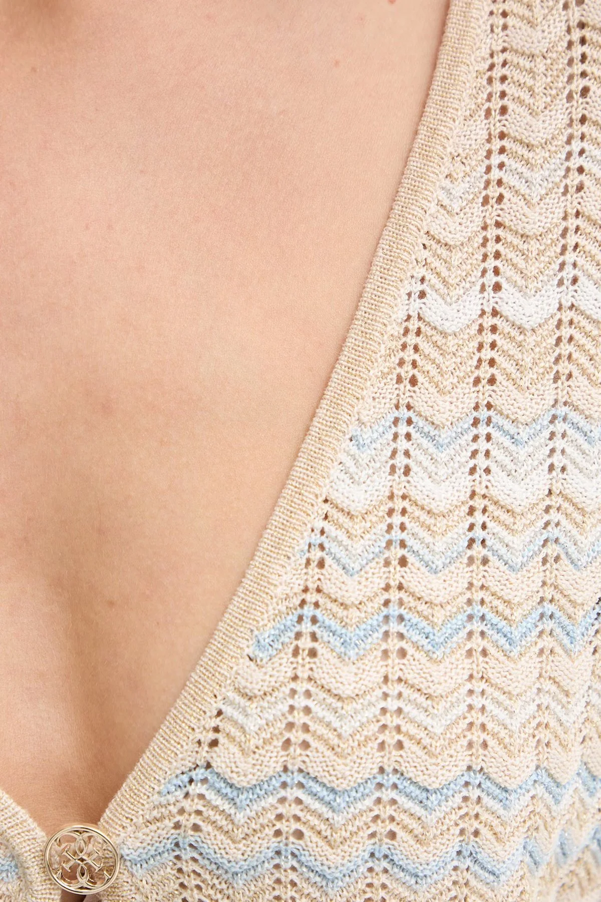 Guess Rosal Ajurlu Regular Fit V Yaka W6GR07Z0588 Bayan Triko W6GR07 Z0588 SM2K MAVİ - 5