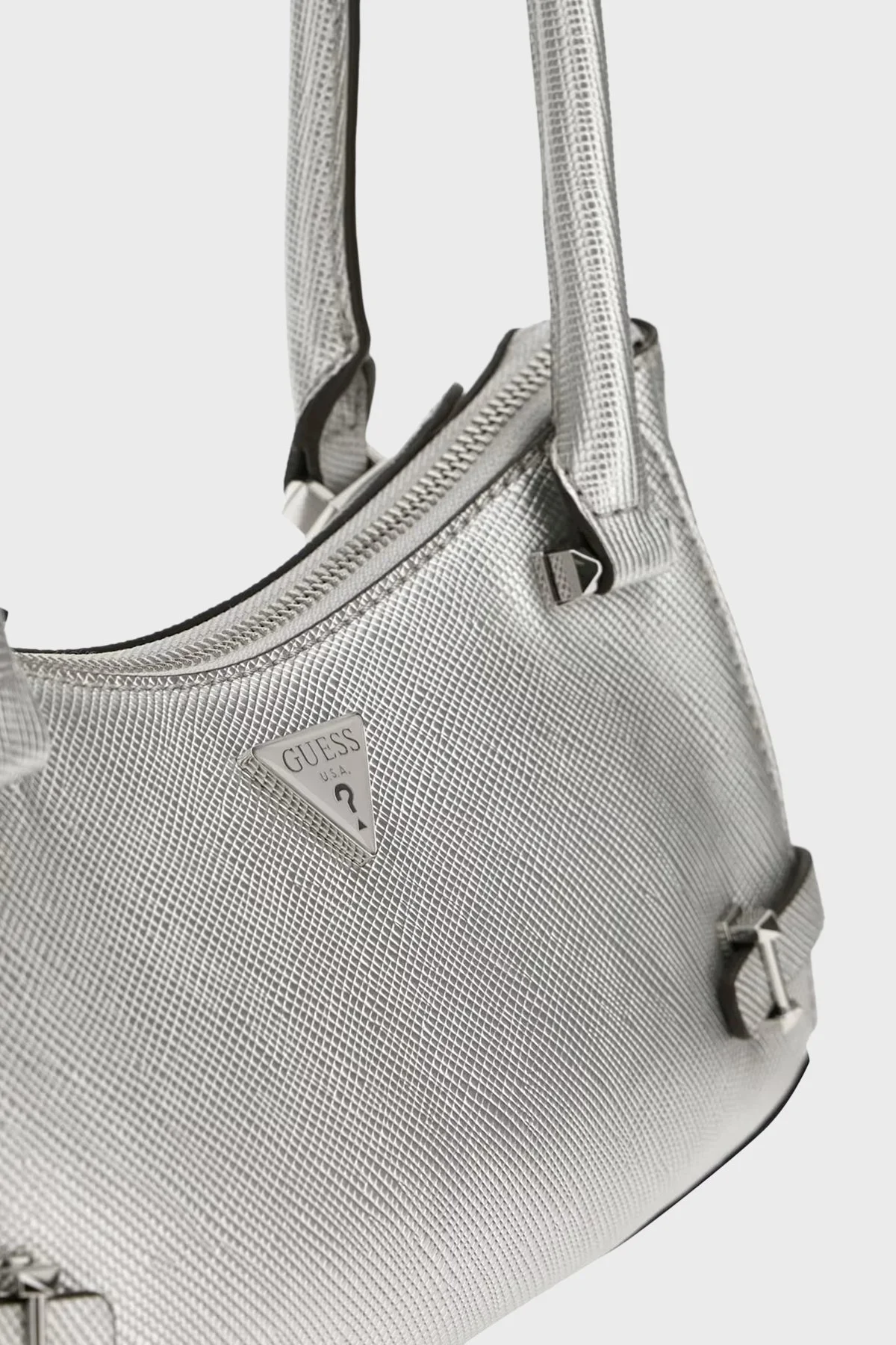 Guess Rosalba Logolu Sabit Çift Tutma Saplı HWMY9657170 Bayan Çanta HWMY96 57170 SIL GÜMÜŞ - 5