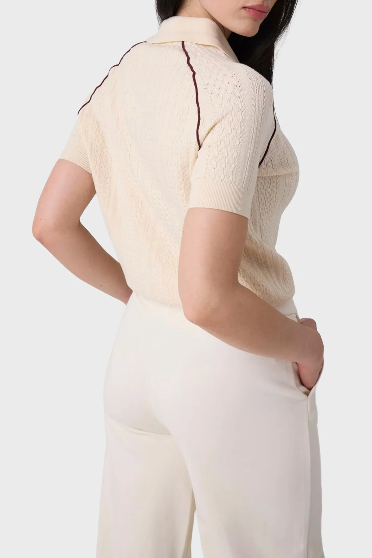 Guess Rose Logolu Regular Fit Düğmeli V6BR04Z1491 Kadın Polo V6BR04 Z1491 G1H6 Vanilya - 3