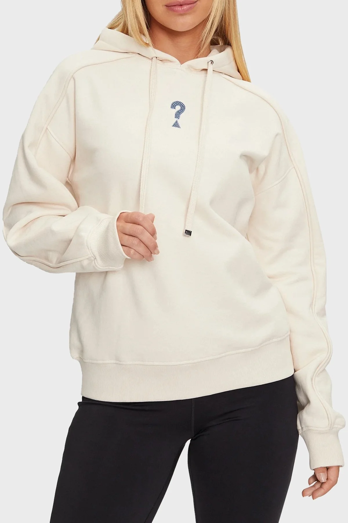 Guess Roses Taşlı Pamuklu Oversize Fit Kapüşonlu Yaka W4BQ05KBY51 Bayan Sweat W4BQ05 KBY51 G012 EKRU - 2