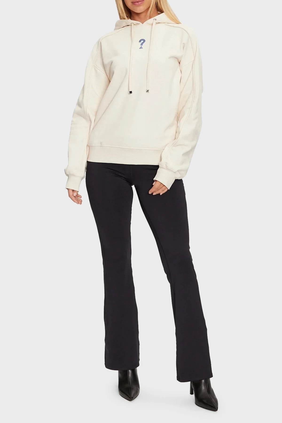 Guess Roses Taşlı Pamuklu Oversize Fit Kapüşonlu Yaka W4BQ05KBY51 Bayan Sweat W4BQ05 KBY51 G012 EKRU - 3