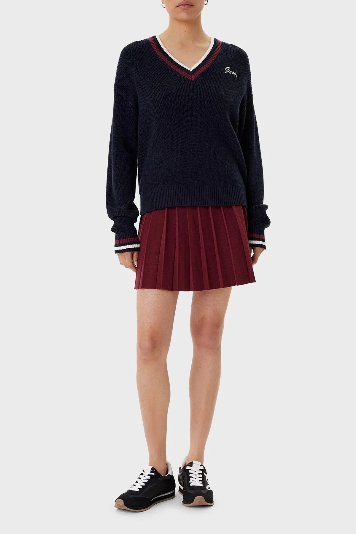 Guess Sabina Pileli Yün Karışımlı Kışlık Mini Boy Triko V5BD02Z1152 Bayan Etek V5BD02 Z1152 G4P2 BORDO - 2