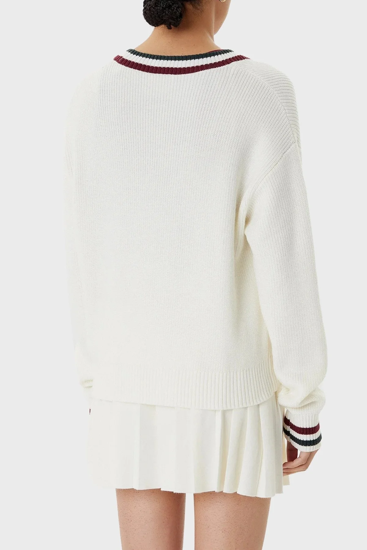 Guess Sabina Şeritli Yün Karışımlı Regular Fit V Yaka V5BR01Z1152 Bayan Kazak V5BR01 Z1152 G054 EKRU - 3