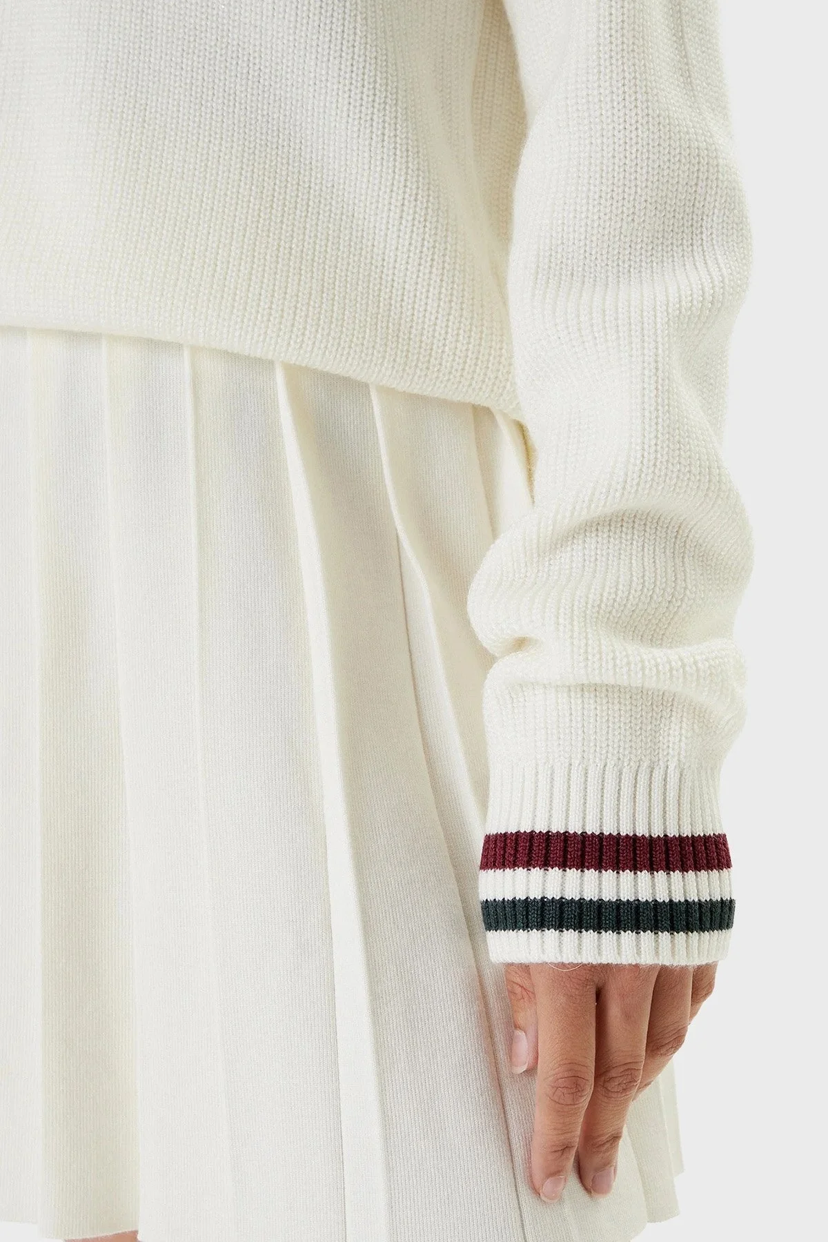 Guess Sabina Şeritli Yün Karışımlı Regular Fit V Yaka V5BR01Z1152 Bayan Kazak V5BR01 Z1152 G054 EKRU - 5