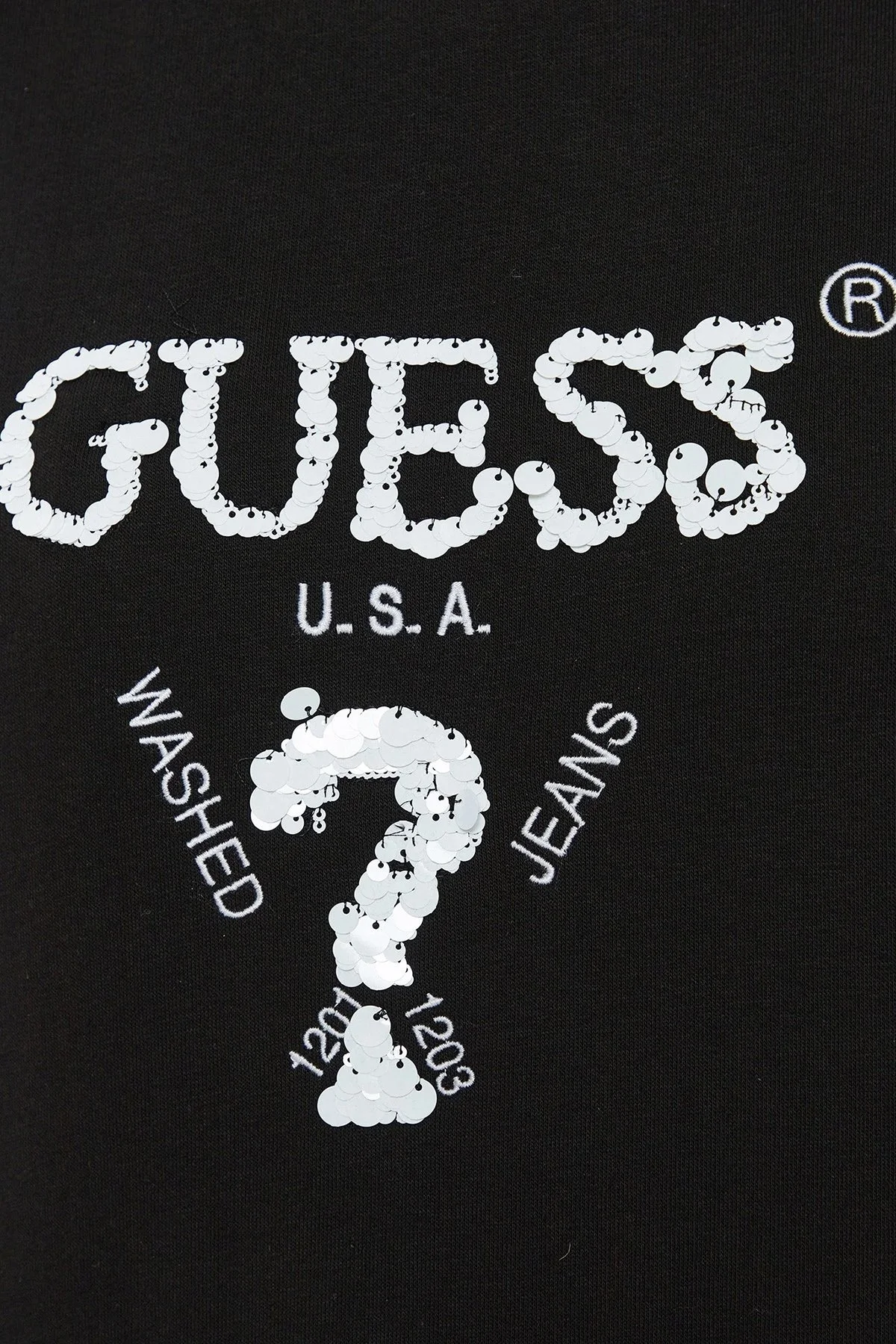 Guess Sarah CN Pamuklu Regular Fit Payetli V4BQ11KCHX0 Bayan Sweat V4BQ11 KCHX0 JBLK SİYAH - 5