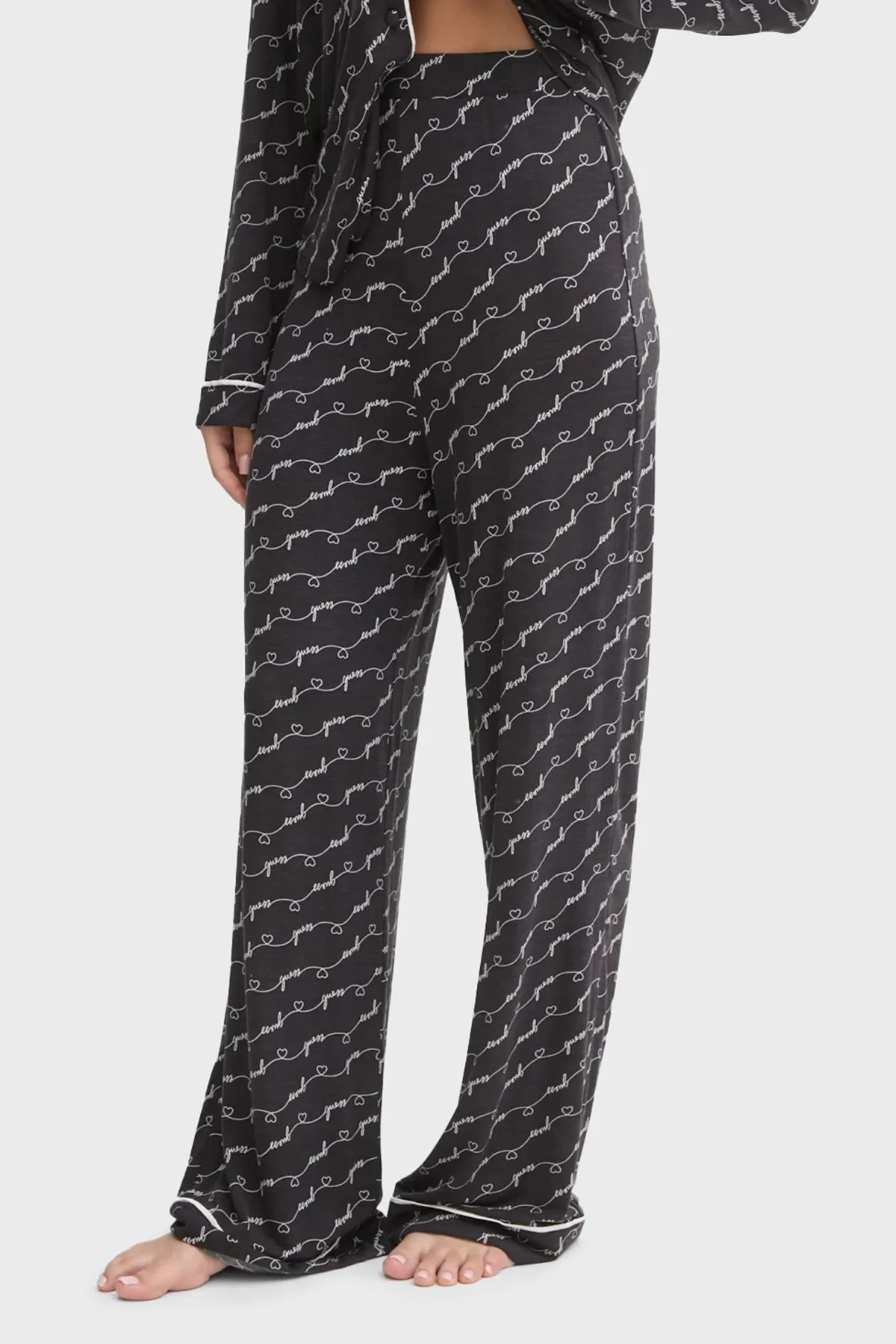 Guess Sasha Desenli Regular Fit Yüksek Bel Bol Paça Modal O5RX08KCIN2 Bayan Pijama Takımı O5RX08 KCIN2 PJ0D SİYAH - 10