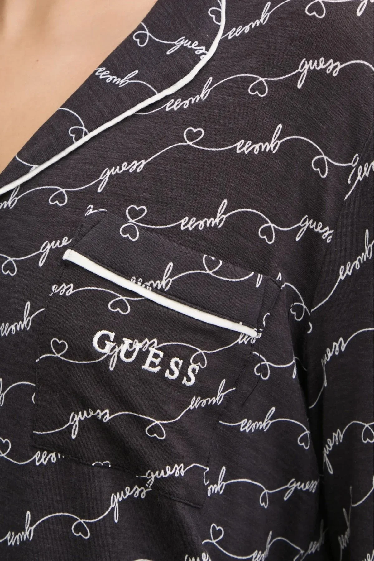 Guess Sasha Desenli Regular Fit Yüksek Bel Bol Paça Modal O5RX08KCIN2 Bayan Pijama Takımı O5RX08 KCIN2 PJ0D SİYAH - 12