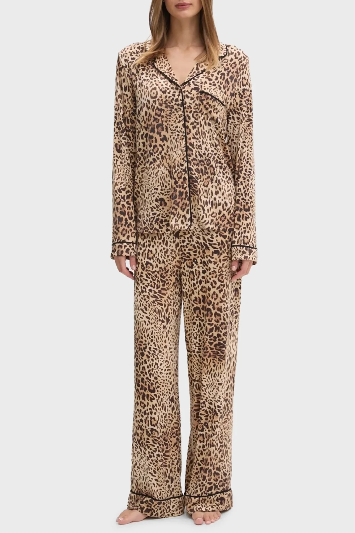 Guess Sasha Leopar Desenli Regular Fit Yüksek Bel Bol Paça Modal O5RX08KCIN2 Bayan Pijama Takımı O5RX08 KCIN2 P1KN LEOPAR - 7