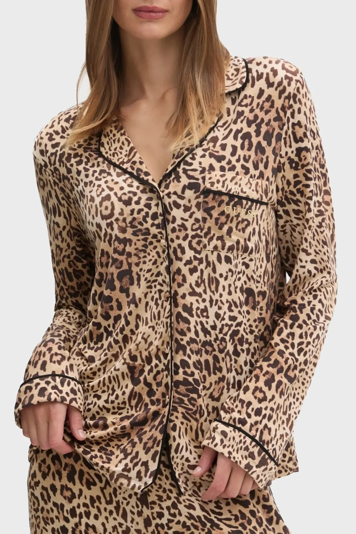 Guess Sasha Leopar Desenli Regular Fit Yüksek Bel Bol Paça Modal O5RX08KCIN2 Bayan Pijama Takımı O5RX08 KCIN2 P1KN LEOPAR - 8