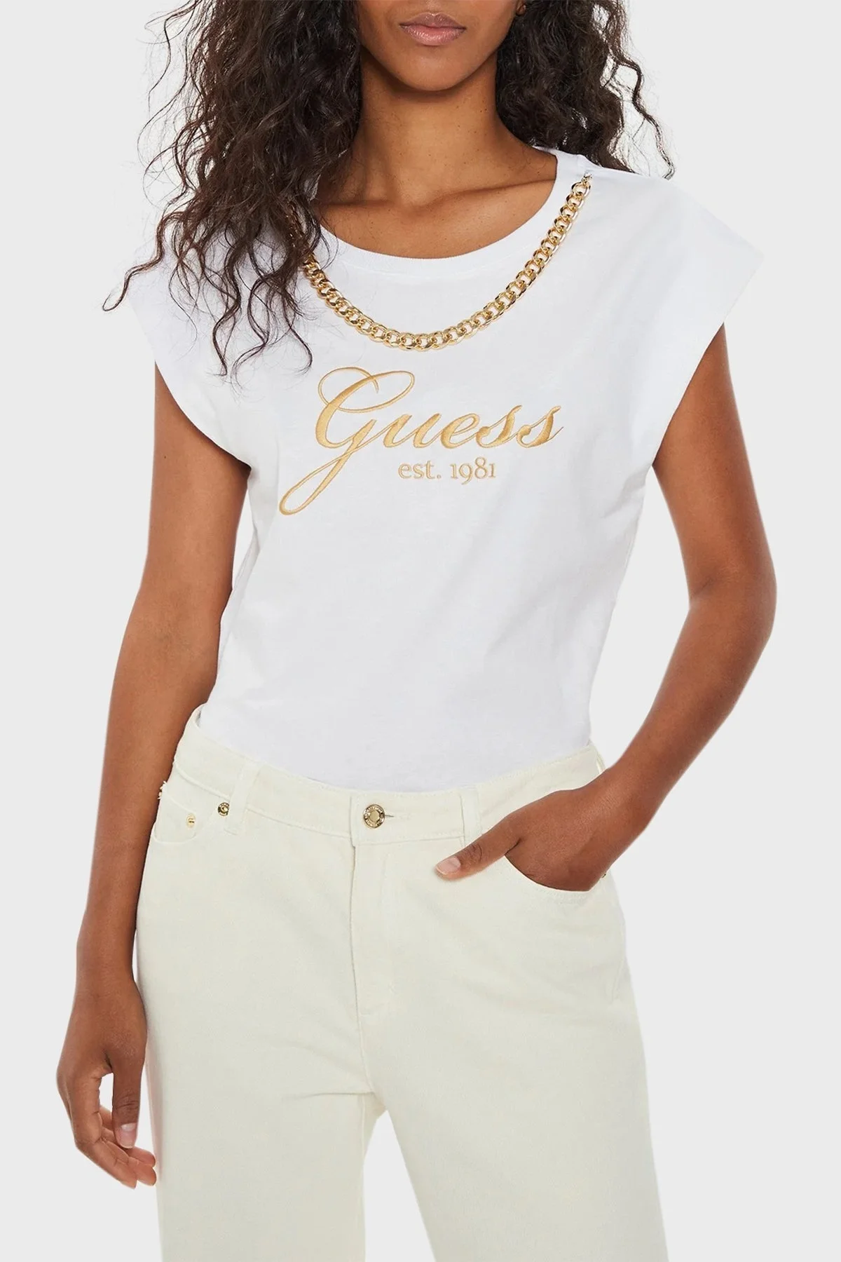 Guess Sc Cn Crystal Pamuklu Regular Fit W4YI16I3Z14 Bayan T Shirt W4YI16 I3Z14 G011 BEYAZ - 6