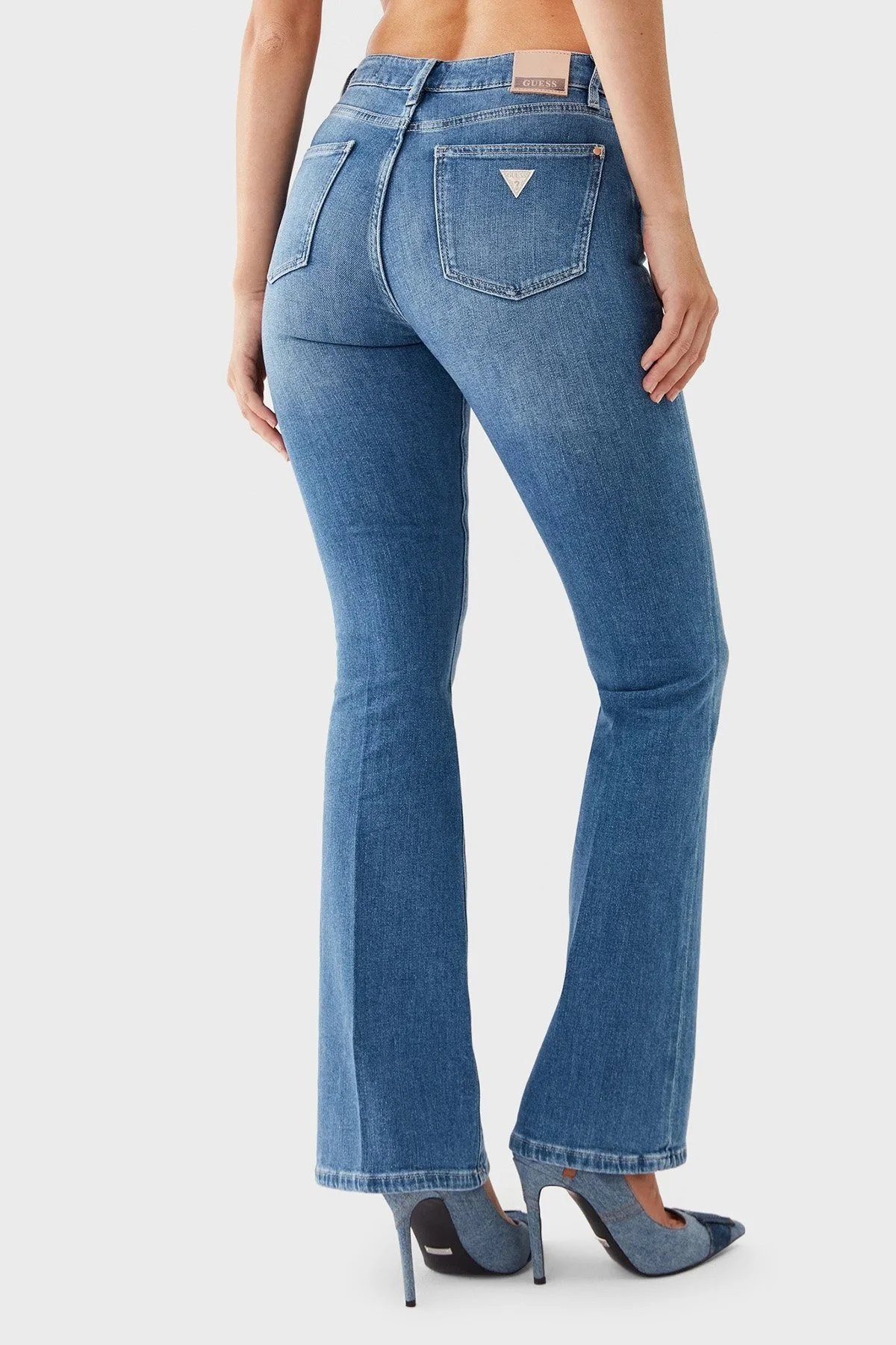 Guess Sexy Flare Pamuklu Regular Fit Cepli Bol Paça Jeans Bayan Kot Pantolon W3YA0L D4U55 CAMI LACİVERT - 3