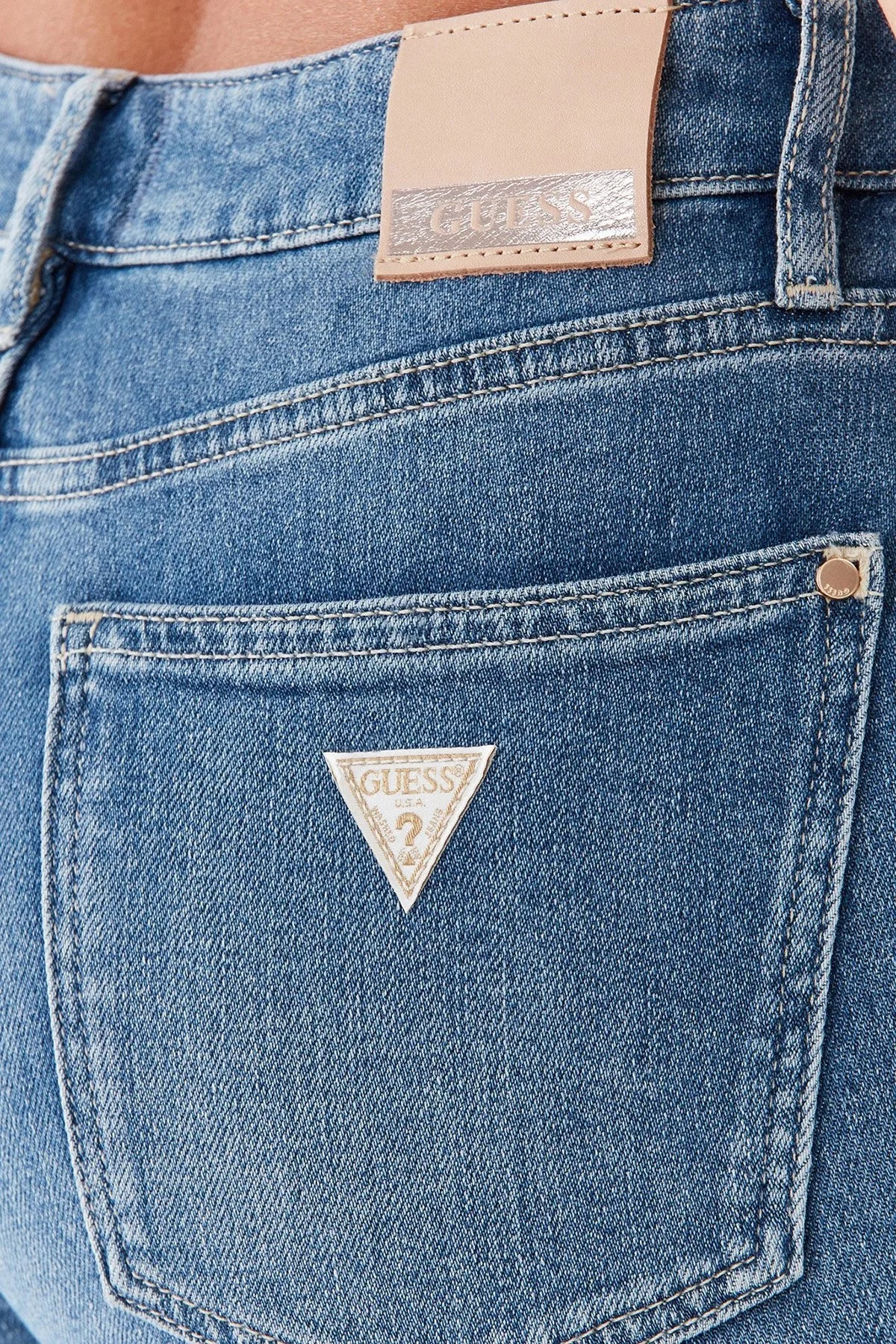 Guess Sexy Flare Pamuklu Regular Fit Cepli Bol Paça Jeans Bayan Kot Pantolon W3YA0L D4U55 CAMI LACİVERT - 4