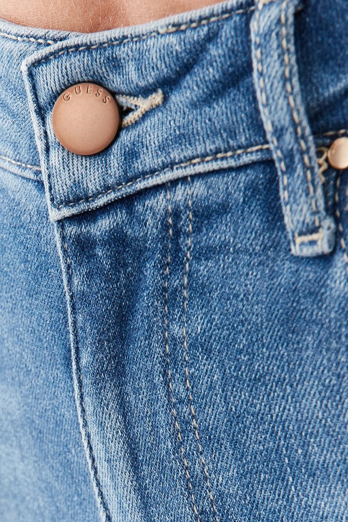 Guess Sexy Flare Pamuklu Regular Fit Cepli Bol Paça Jeans Bayan Kot Pantolon W3YA0L D4U55 CAMI LACİVERT - 5