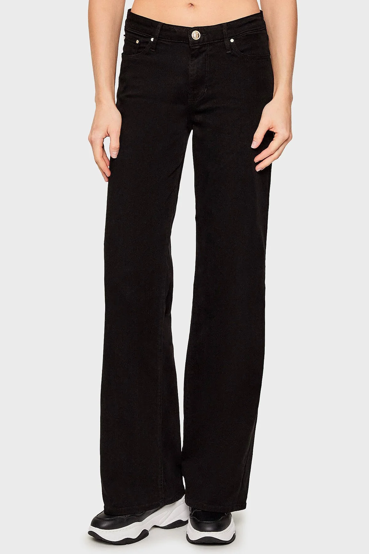 Guess Sexy Palazzo Pamuklu Regular Fit Bol Paça Bayan Pantolon W5BA96WFQYBJBLK SİYAH - 1