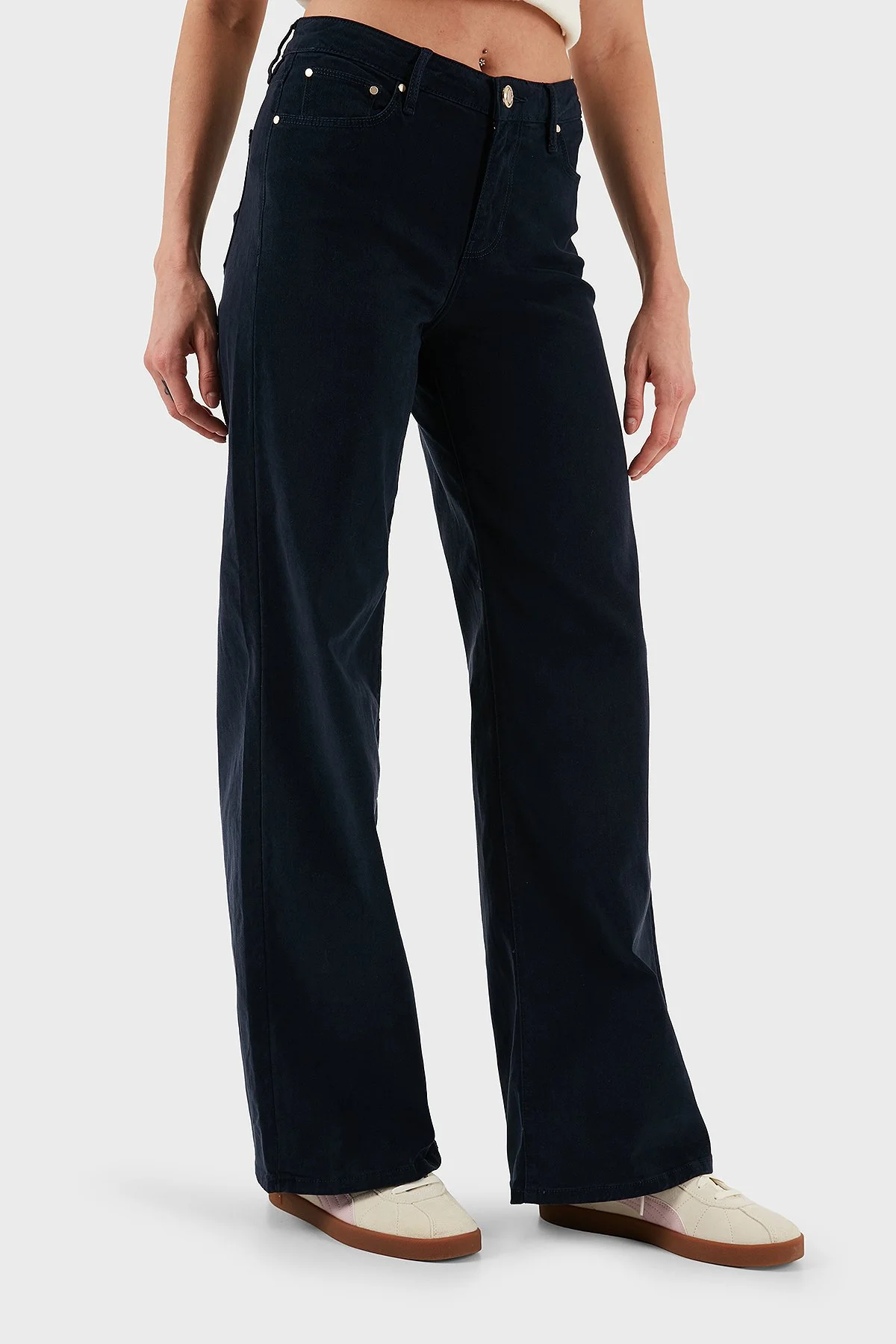 Guess Sexy Pamuklu Relaxed Fit Normal Bel Bol Paça W5BA96WFQYB Bayan Pantolon W5BA96 WFQYB G77G LACİVERT - 6