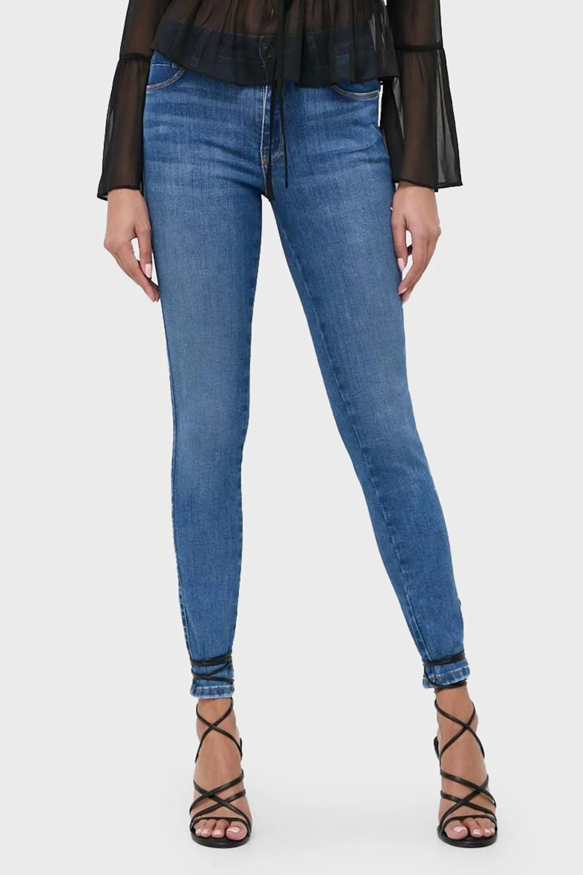 Guess Sexy Streç Pamuklu Normal Bel Skinny Fit Jeans W4RAJ3 D59F2 Bayan Kot Pantolon W4RAJ3D59F2 TAW1 MAVİ - 1