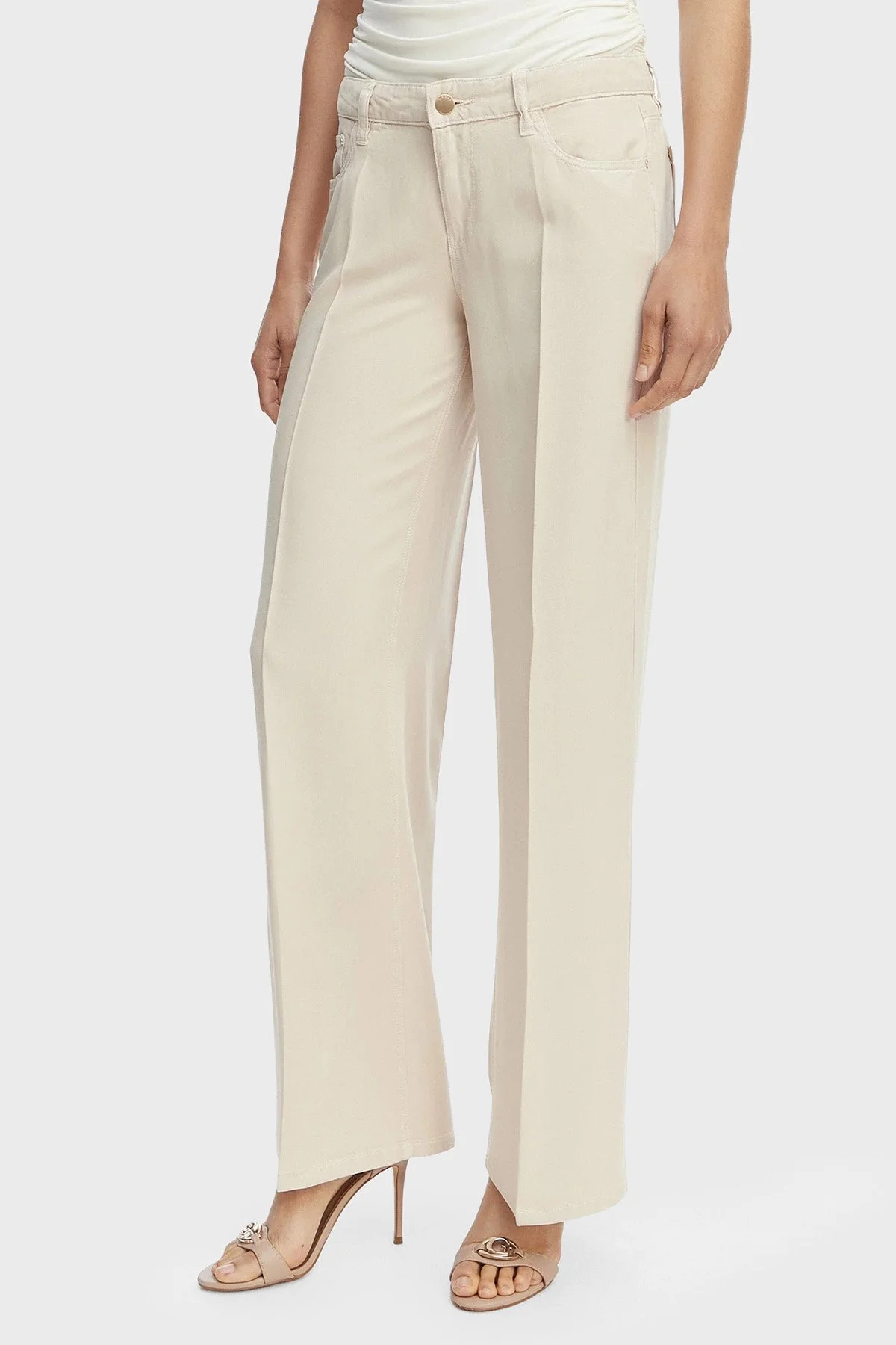 Guess Sexy Wide Leg Fit Geniş Paça Palazzo W4GA96WDP85 Kadın Pantolon W4GA96 WDP85 G1M5 EKRU - 1