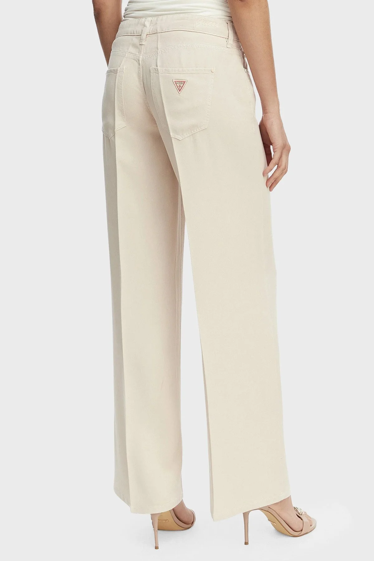 Guess Sexy Wide Leg Fit Geniş Paça Palazzo W4GA96WDP85 Kadın Pantolon W4GA96 WDP85 G1M5 EKRU - 3