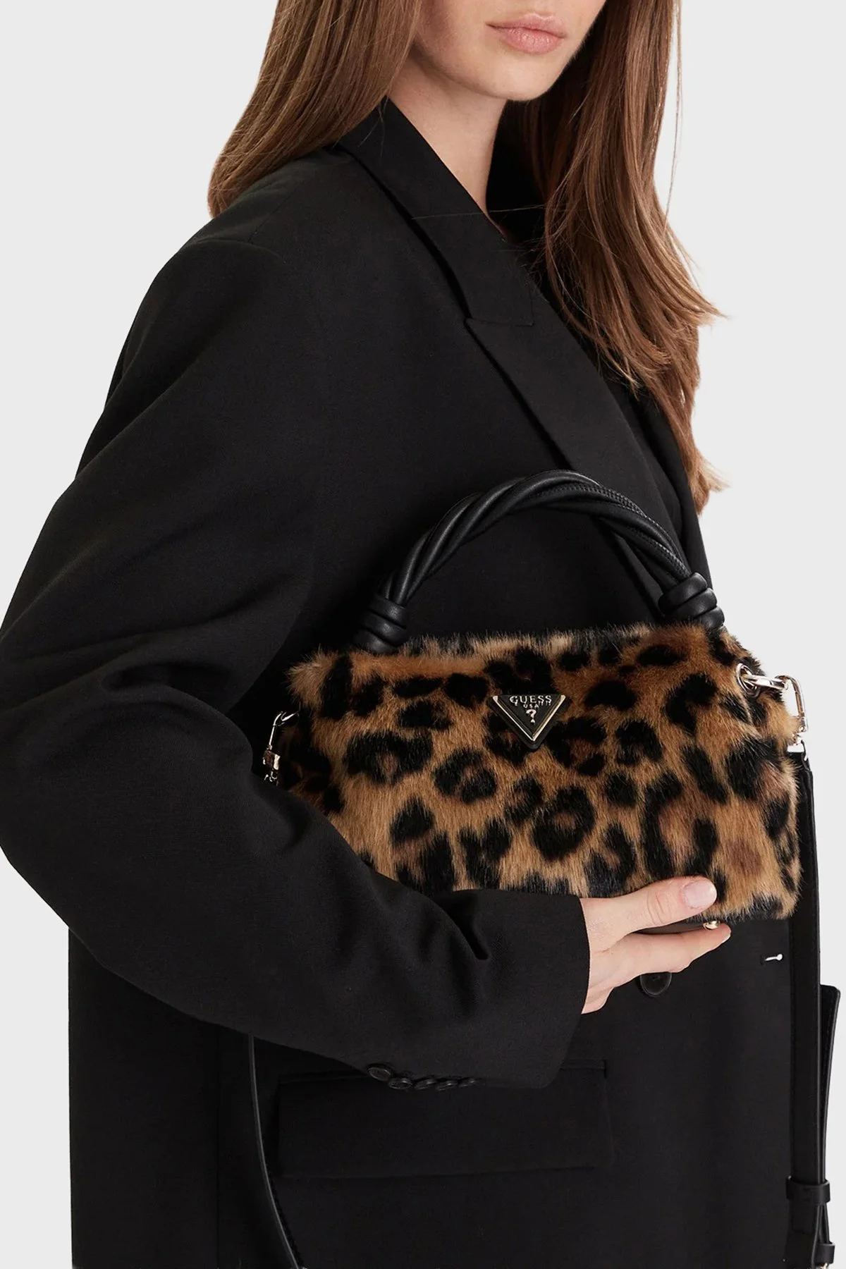 Guess Shaıda Leopar Desenli Çıkarılabilir Askılı Mini HWLO8143110 Bayan Çanta HWLO81 43110 LEO LEOPAR - 2