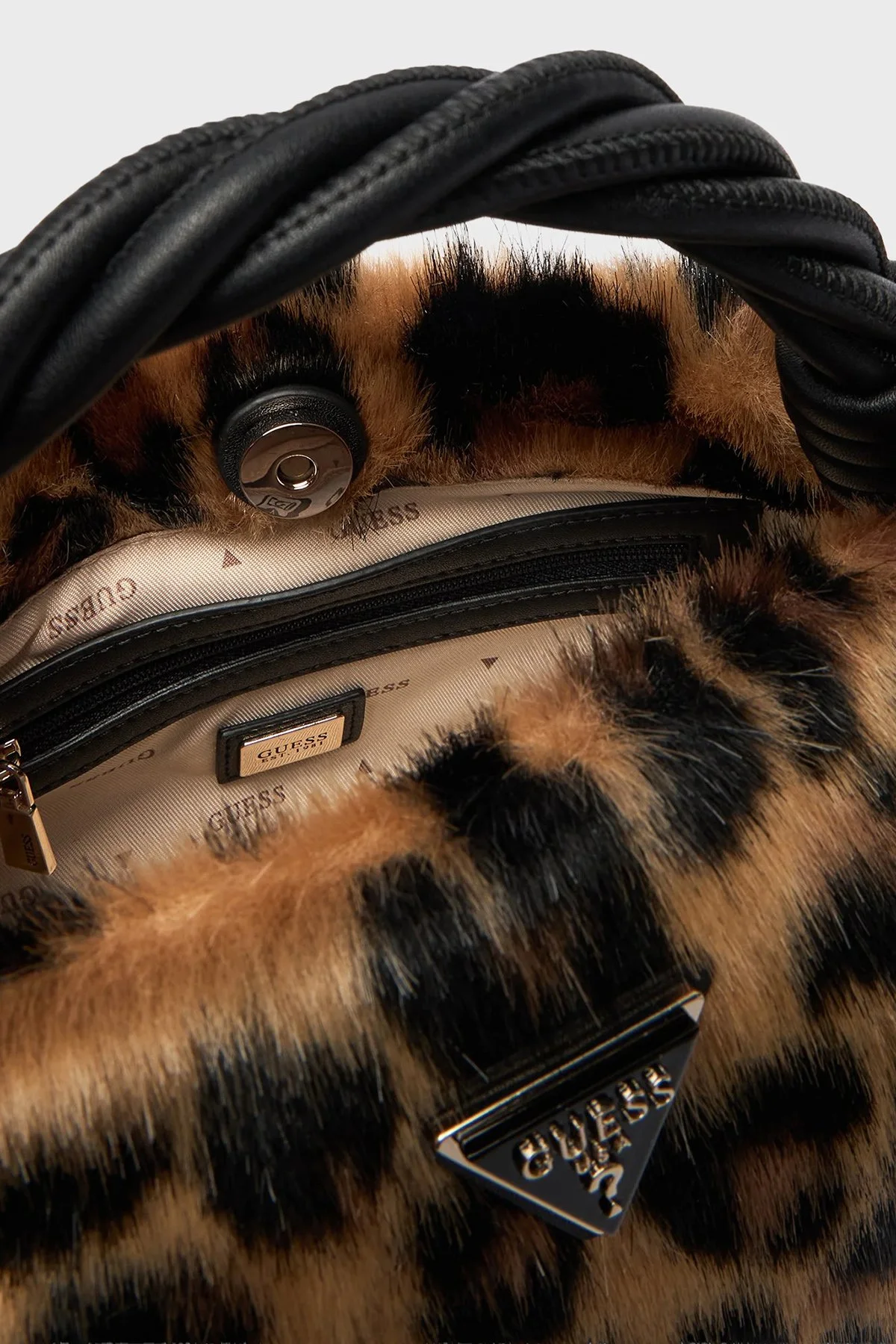 Guess Shaıda Leopar Desenli Çıkarılabilir Askılı Mini HWLO8143110 Bayan Çanta HWLO81 43110 LEO LEOPAR - 5